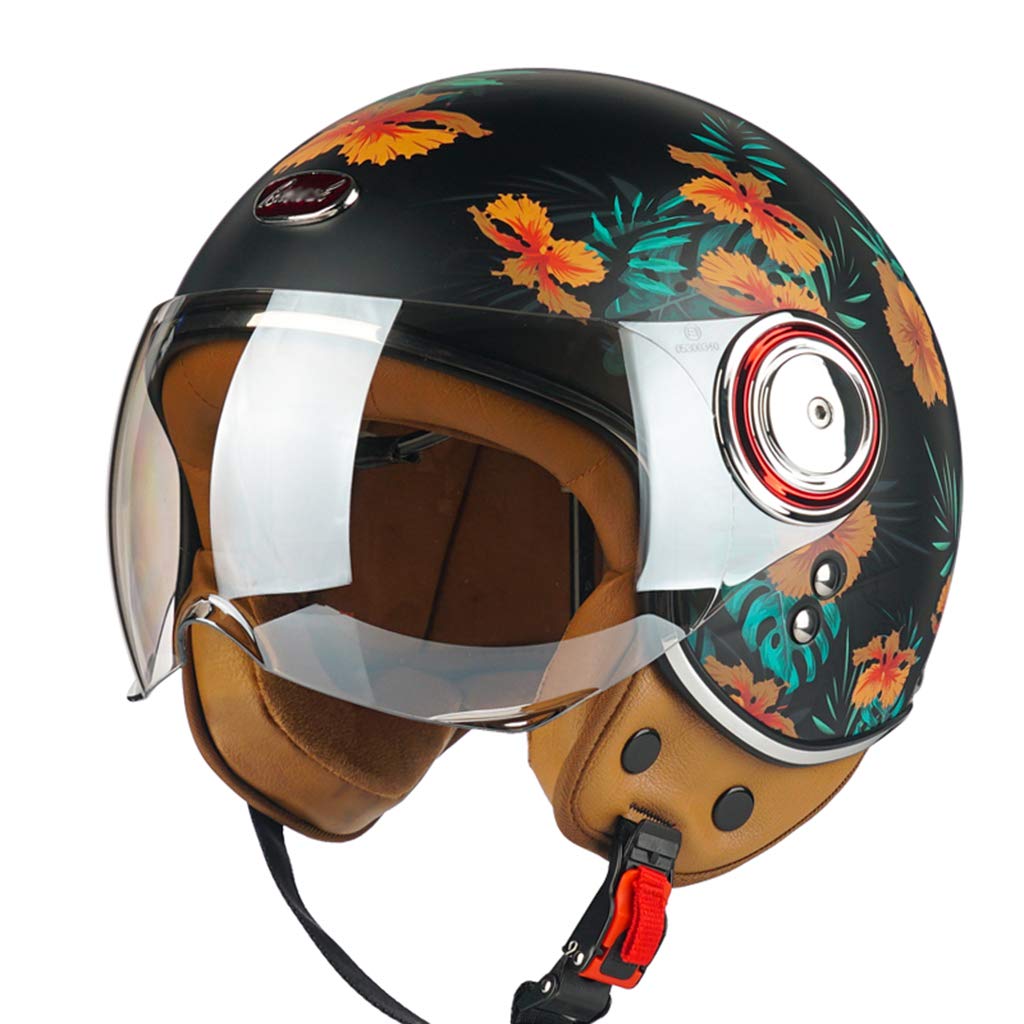 Vintage Retro Open Face Motorcycle Helmet DOT/ECE Certified - Lightweight Breathable Half Helmet for Electric Scooters & Mopeds - Sun Protection for Men & Women (Sizes M-XL) - Perfect for Urban Commuting & Casual Rides