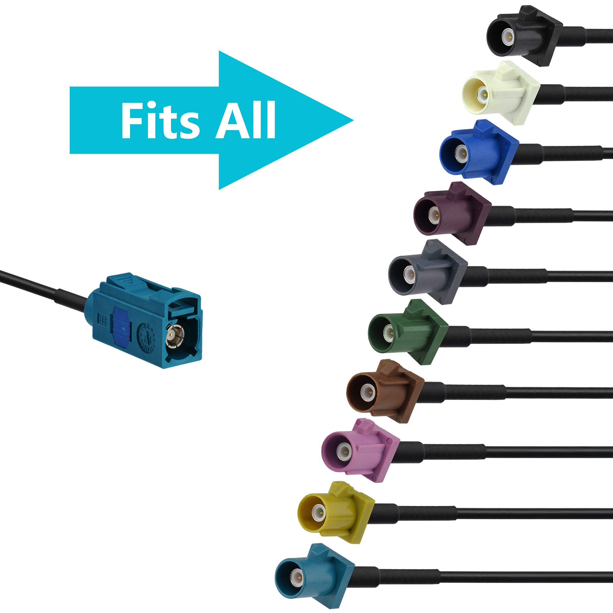 Bingfu Fakra Z Female to Female Vehicle Antenna Adapter Cable 30cm (12 inch) - Compatible with Car Stereo, Android Head Unit, GPS Navigation, FM/AM Radio, Sirius XM Satellite, 4G LTE & Bluetooth Modules - Perfect for Car Audio Upgrades and Signal Boosting