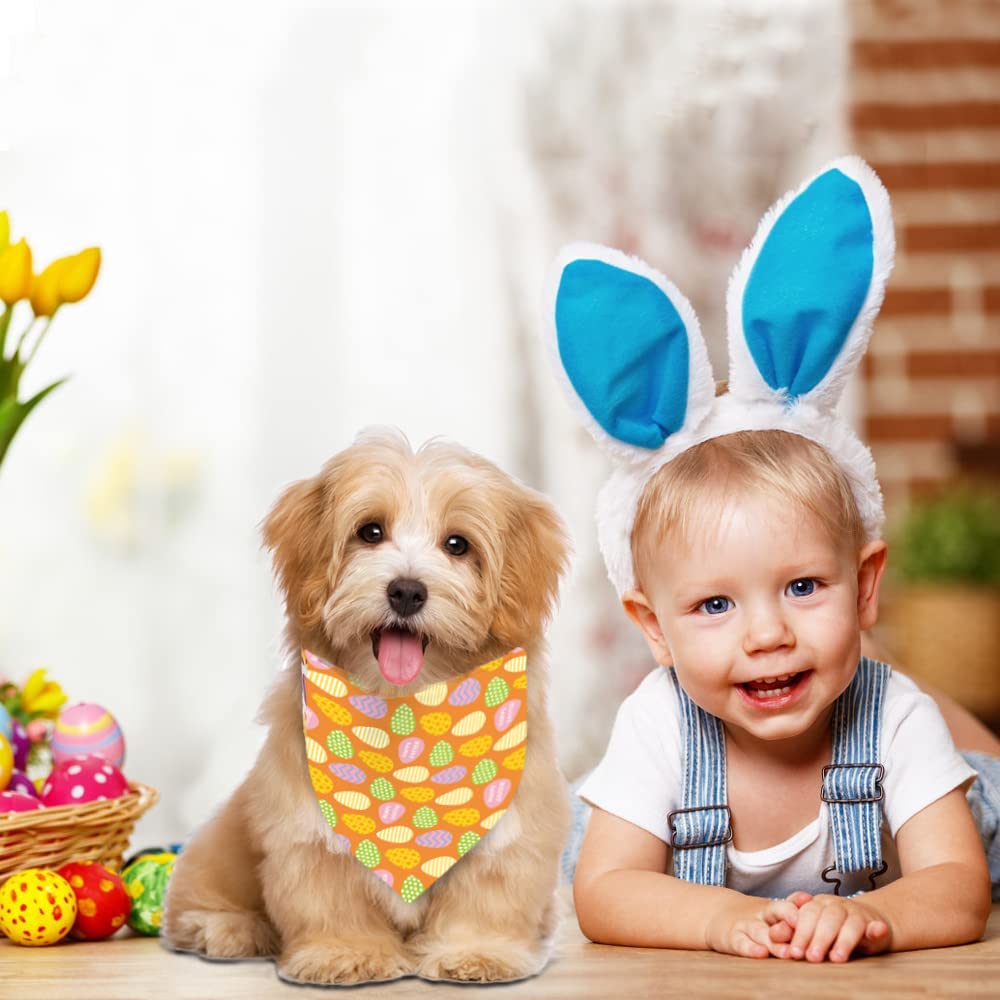 Easter Dog Bandanas - 2 Pack Adjustable Reversible Pet Scarf for Small Medium Large Dogs - Cute Puppy Easter Costume Accessories for Holiday Photos & Spring Outings