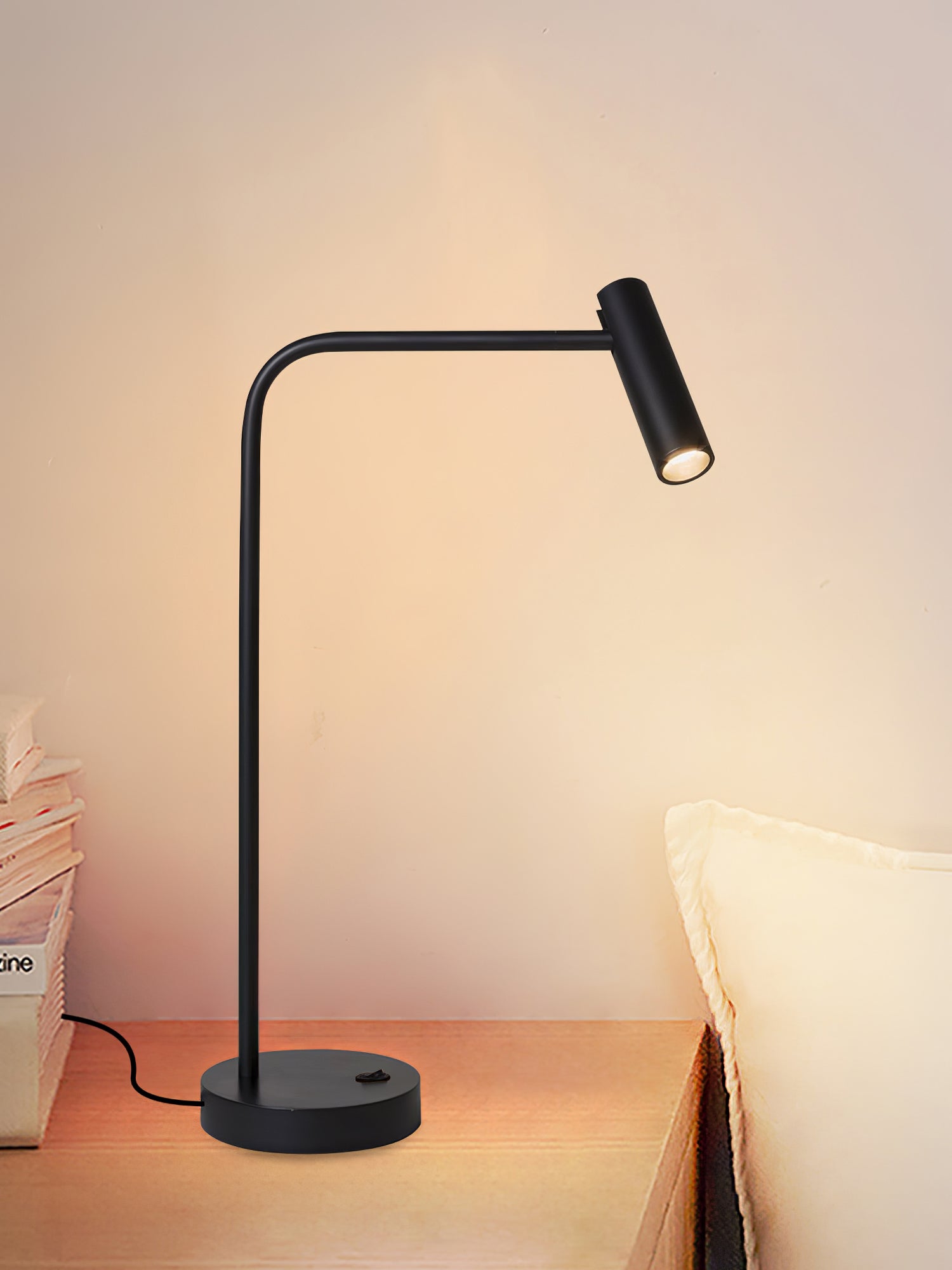 Slim Modern Table Lamp for Bedroom & Living Room - Minimalist Nightstand Lighting for Home Office & Dorm Decor