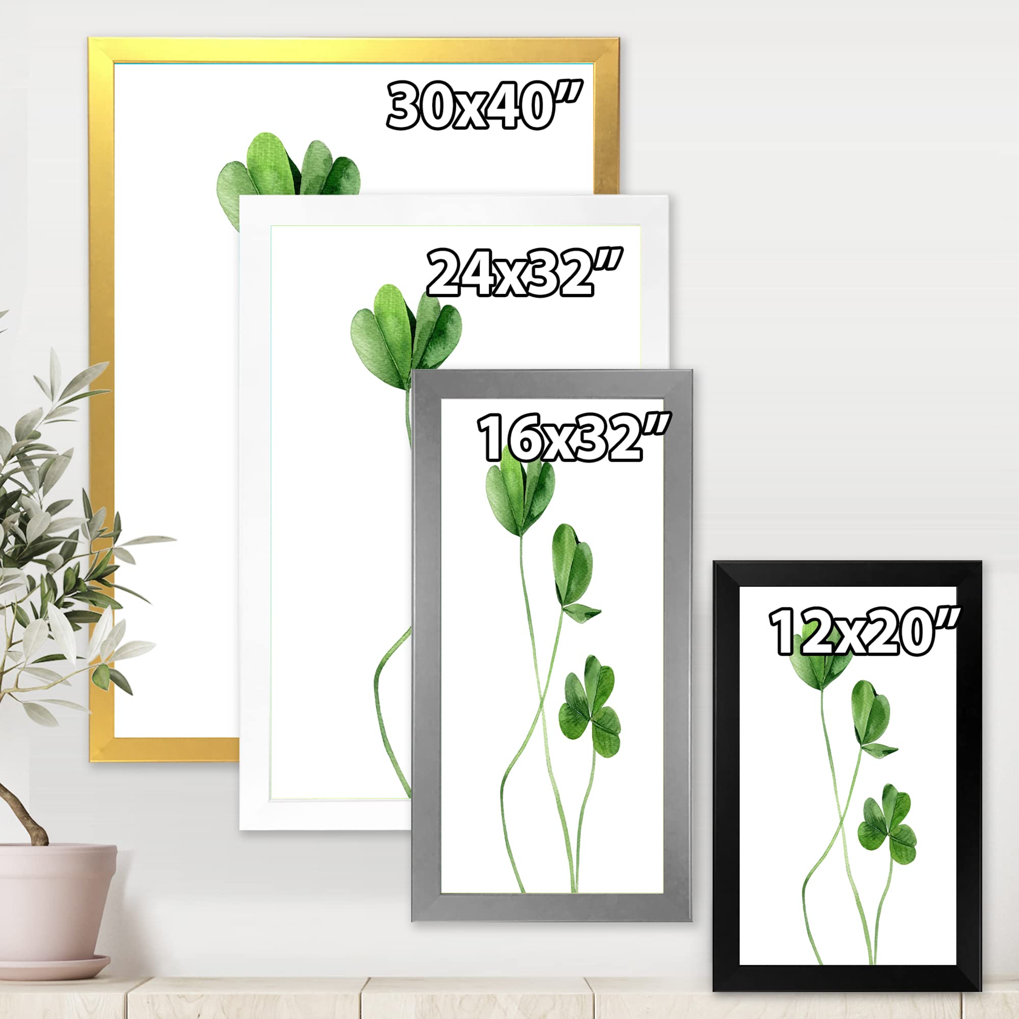 Farmhouse Style Clover Field Plant Framed Wall Art - Rustic Home Decor for Living Room, Bedroom & Office