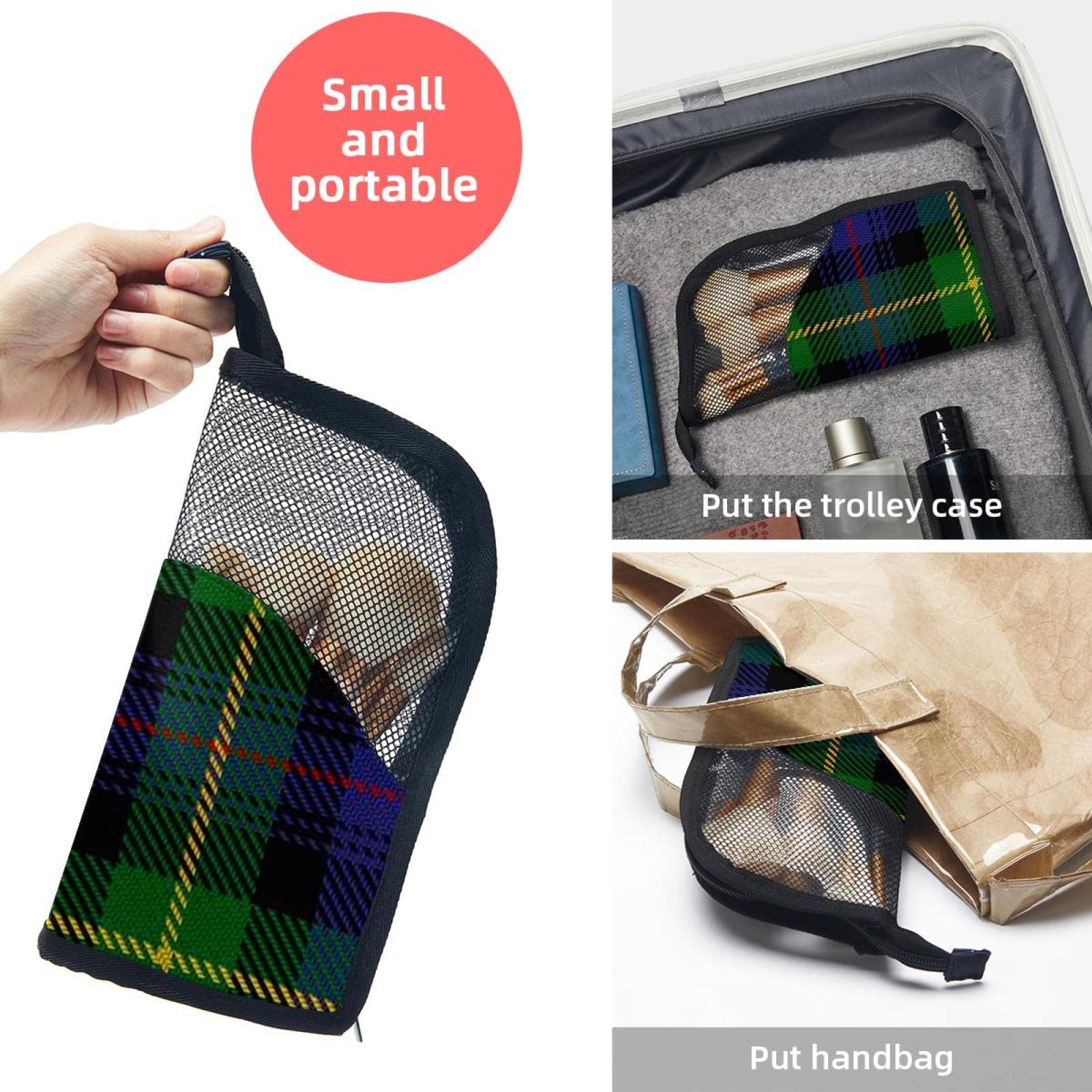12-Piece Makeup Brush Organizer Bag with Classic Purple & Green Plaid Pattern - Portable Travel Cosmetic Brush Holder Case for Professional Makeup Artists & Beginners (Perfect for Travel, Home Vanity & Salon Use)
