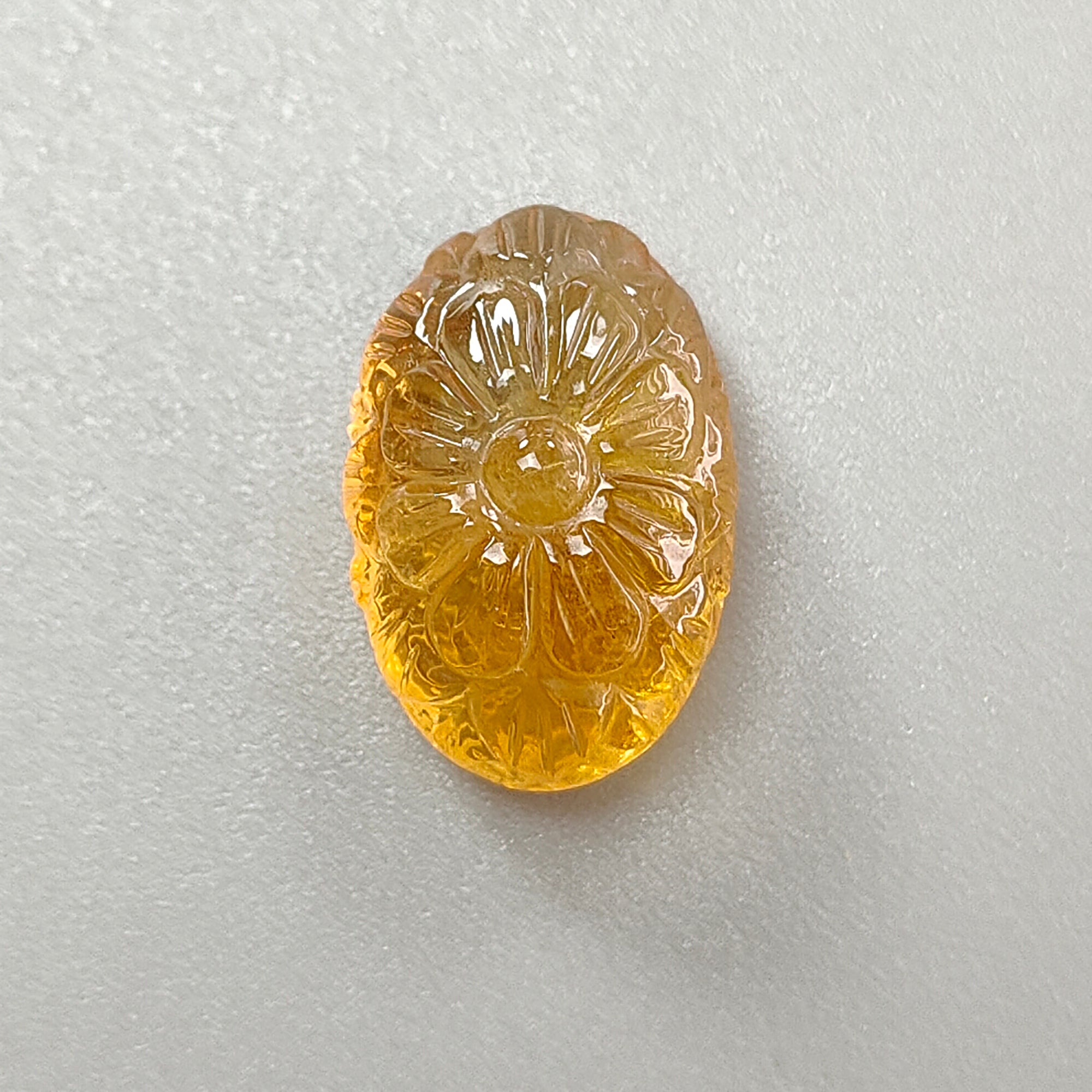 Natural Untreated Yellow Citrine Gemstone - Hand Carved Oval Shape 1pc for Jewelry Making | Healing Crystal, Birthstone Gift, Meditation Stone, Energy Stone Collection