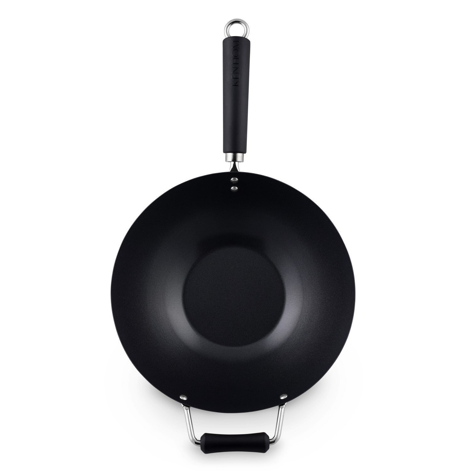 Ken Hom Excellence 12-Inch Non-Stick Carbon Steel Wok - Professional Restaurant-Grade Stir Fry Pan for Asian Cooking, Sautéing & Deep Frying - Perfect for Home Chefs & Commercial Kitchens