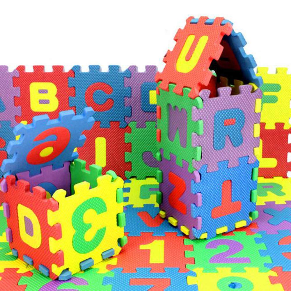 Lanhui 36-Piece Mini Foam Play Mat Set - 5x5cm Alphabet & Number Puzzle Tiles for Kids - Soft Floor Tiles for Learning & Play - Perfect for Playrooms, Daycares & Toddler Educational Activities