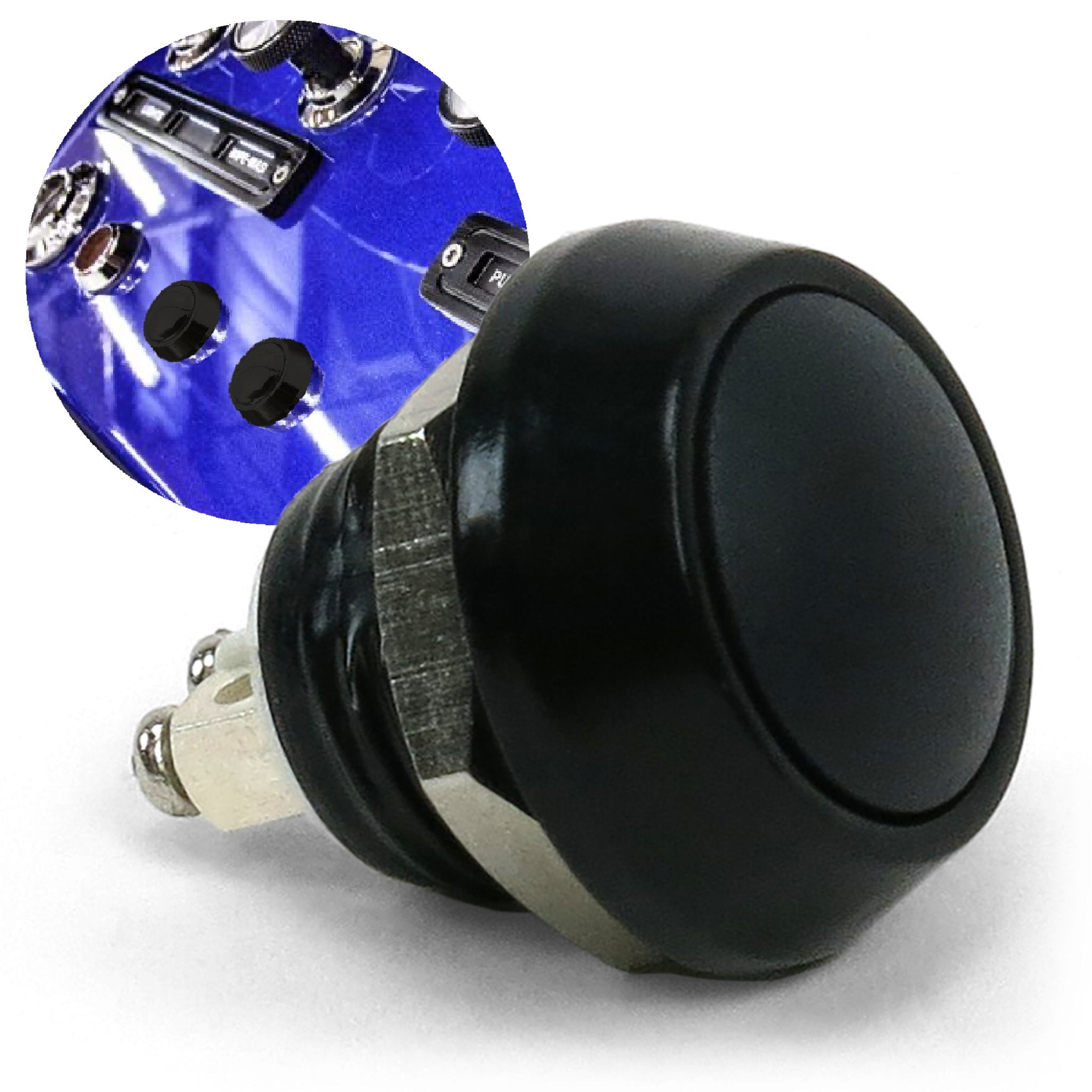 12mm Domed 12V Momentary Billet Push Button Switch 2A 6-36V IP66 Waterproof - Perfect for Automotive, Marine, and Industrial Control Panels
