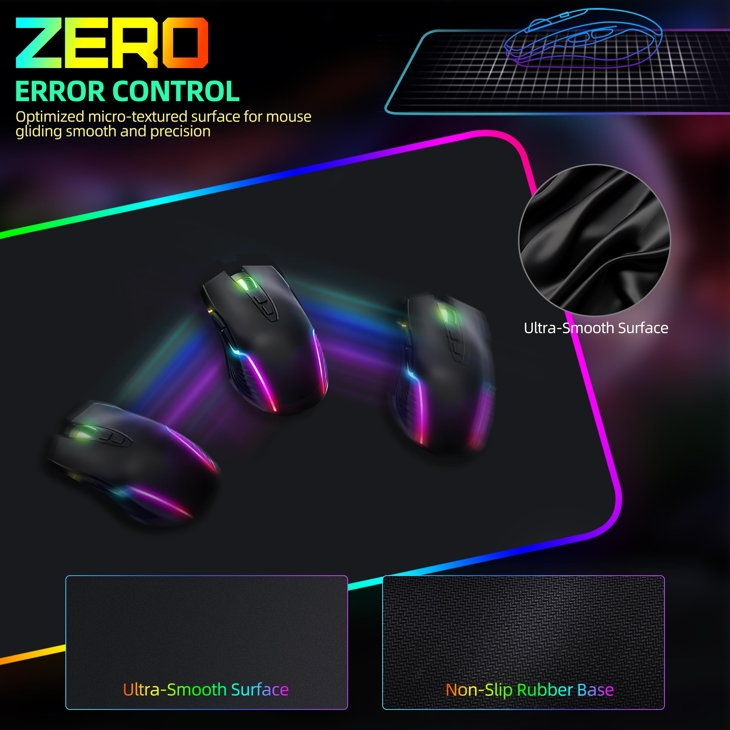 Wireless Charging RGB Gaming Mouse Pad - Large 800x400x4mm Ultra-Smooth Non-Slip Desk Mat with Waterproof Surface for PC, Office & Gaming Setup - Perfect for Esports, Work & Home Computer Use