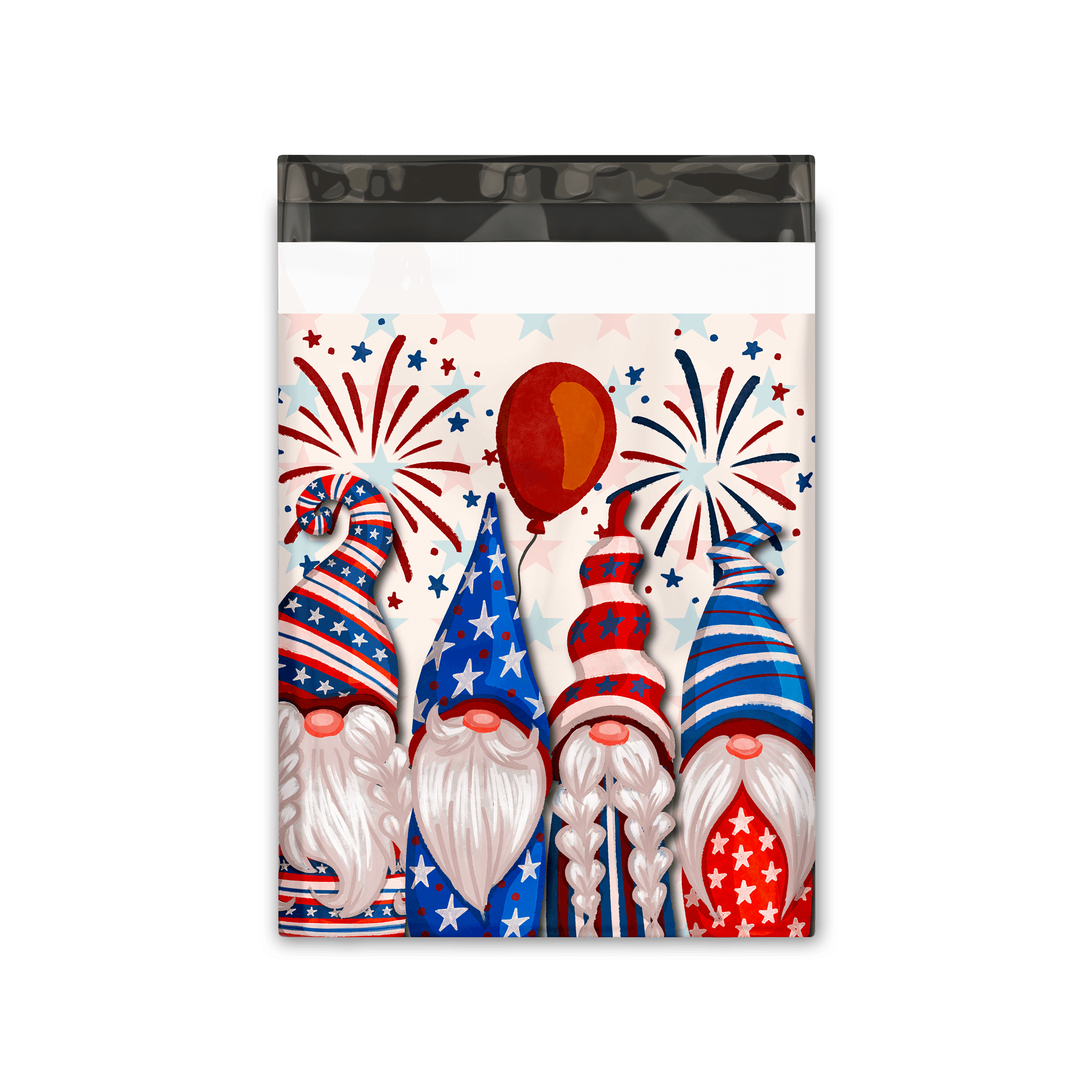 10x13 Inch Patriotic Gnomes Printed Poly Mailers - Waterproof Shipping Envelopes for Ecommerce, Gift Bags with Premium Design - Perfect for Holiday Packages, Small Business Shipments & Online Store Deliveries