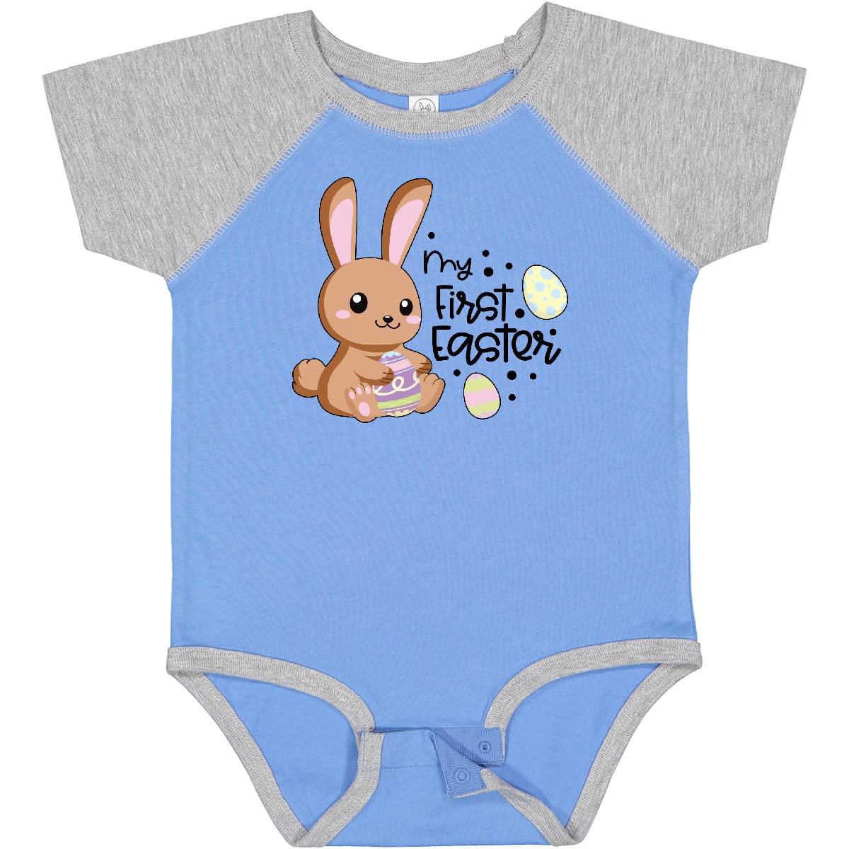 My 1st Easter with Brown Bunny & Eggs Baby Bodysuit - Cute Easter Outfit for Infants & Toddlers - Perfect for Easter Photos, Egg Hunts & Family Gatherings