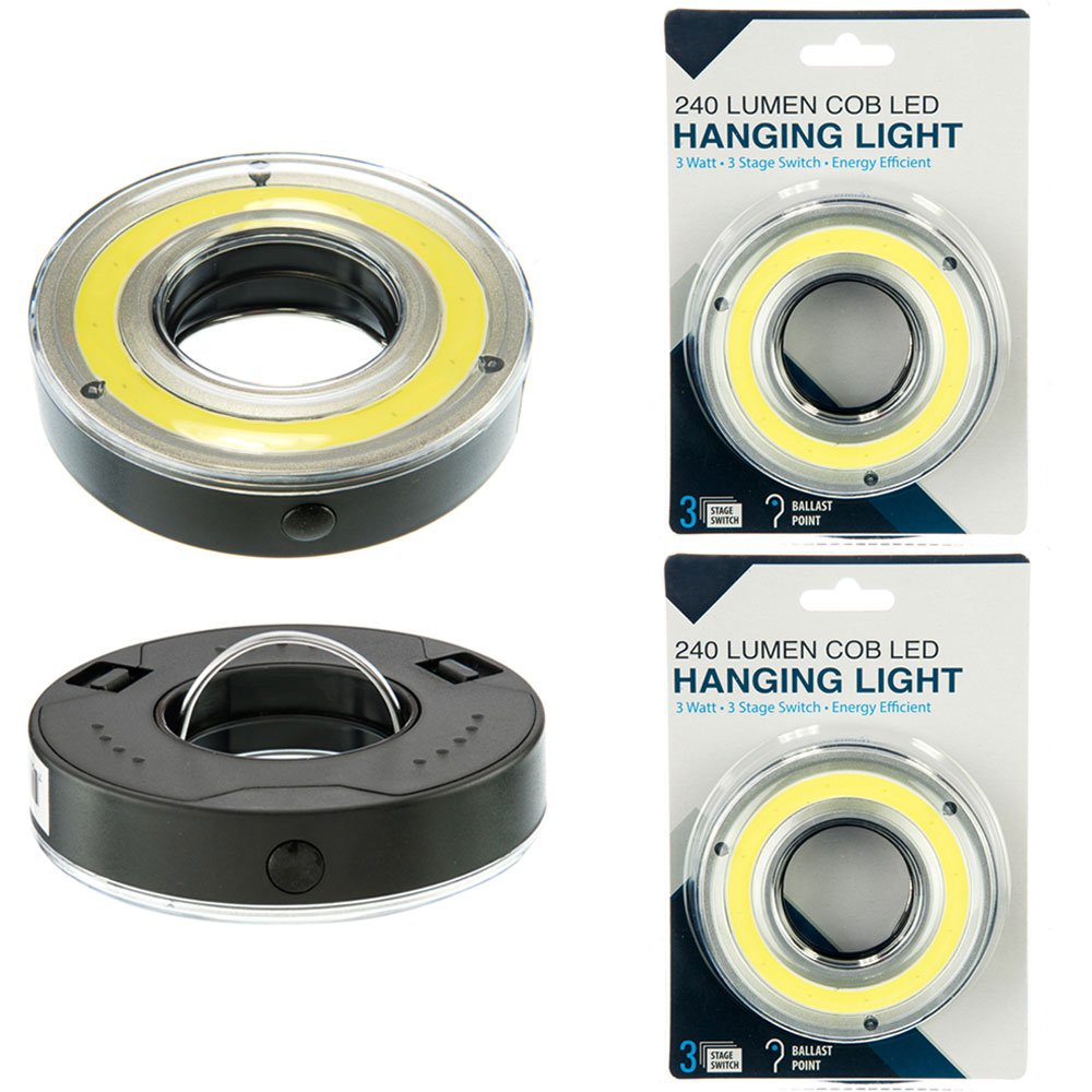 2 Pack COB LED Hanging Lights - Portable Folding Hook Flashlight, 240 Lumens - Perfect for Camping, Hiking, Emergency & Outdoor Adventures