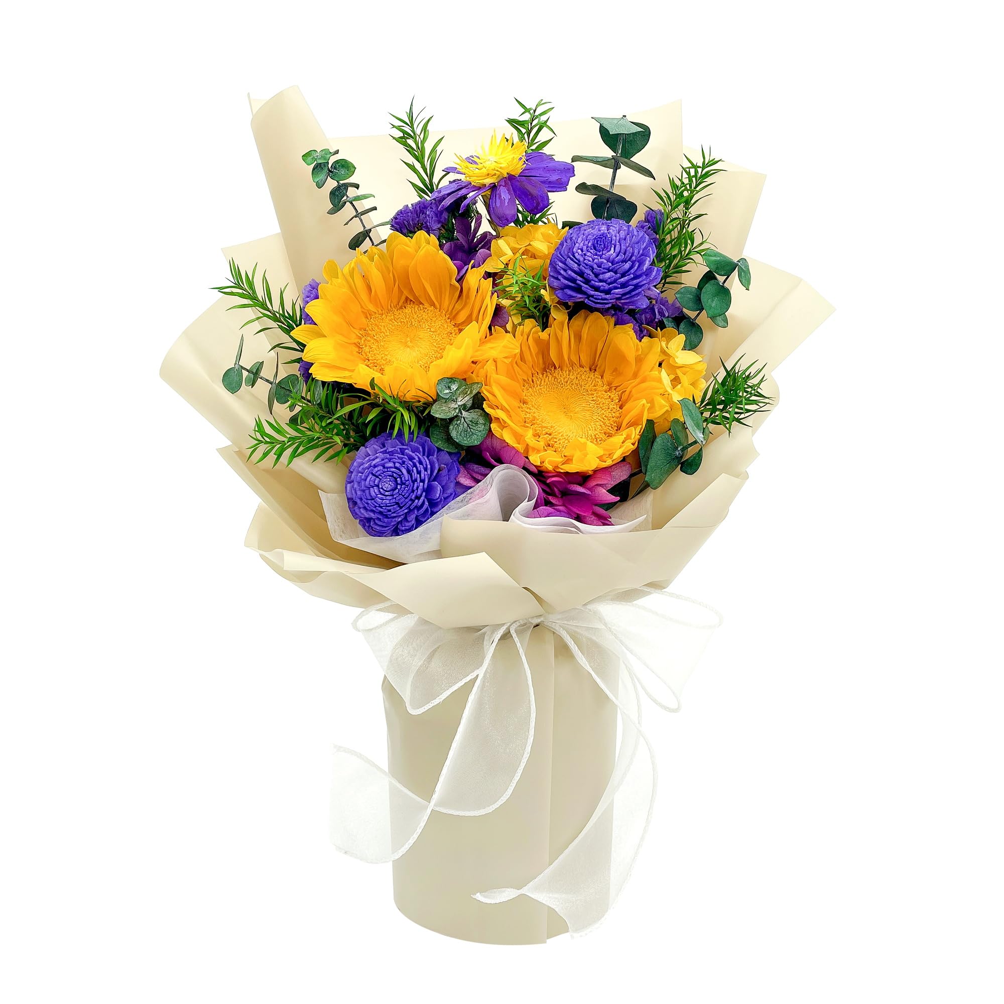 YBBYjun Preserved Sunflower Bouquet in Gift Box - Long Lasting Flowers for Delivery, Perfect Gift for Women, Mom, Grandma - Ideal for Birthdays, Anniversaries & Home Decor