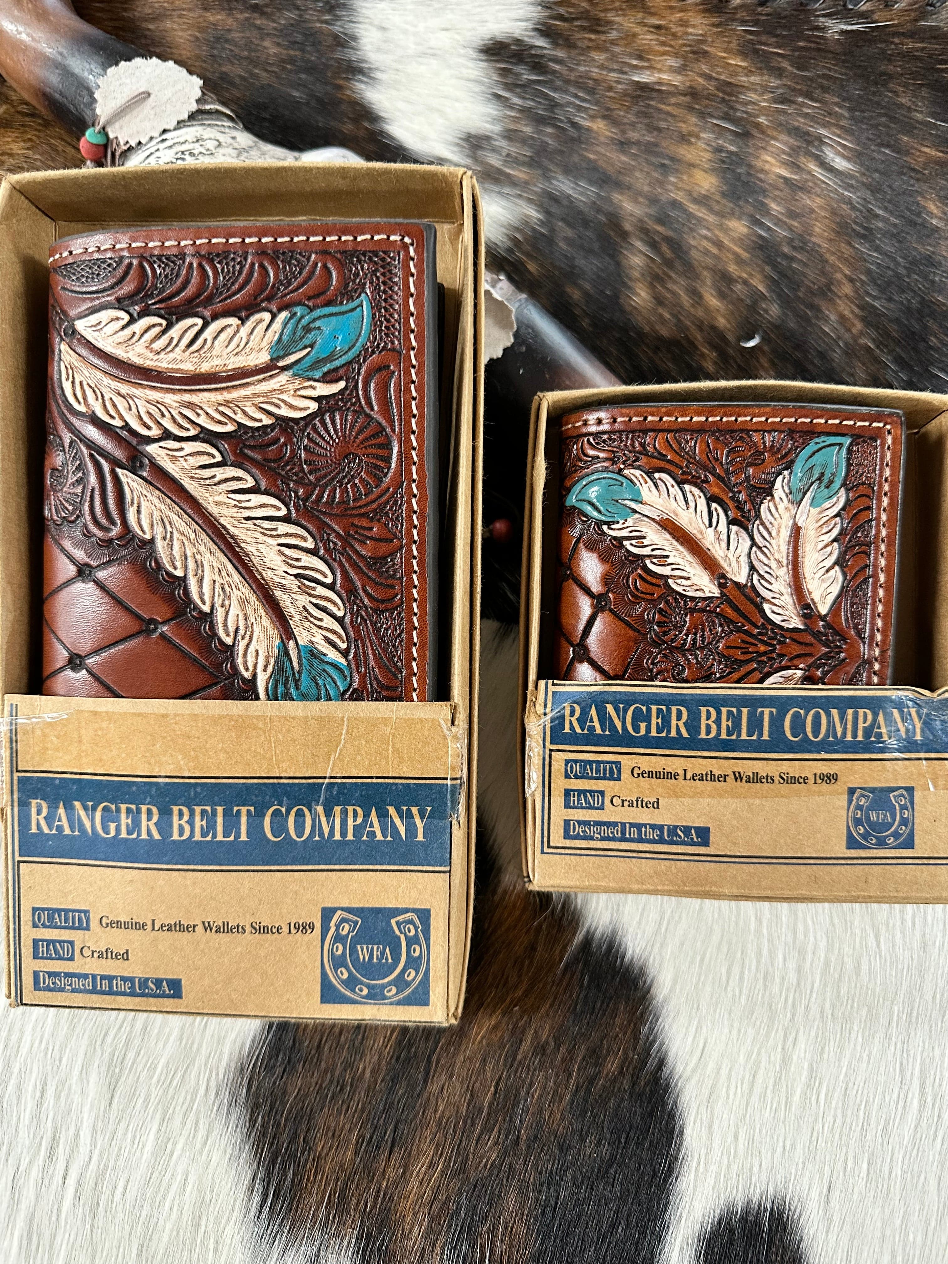 Ranger Dark Brown Feather & Diamond Wallet - Stylish Leather Wallet for Men with RFID Protection - Perfect for Everyday Use, Travel & Gifting
