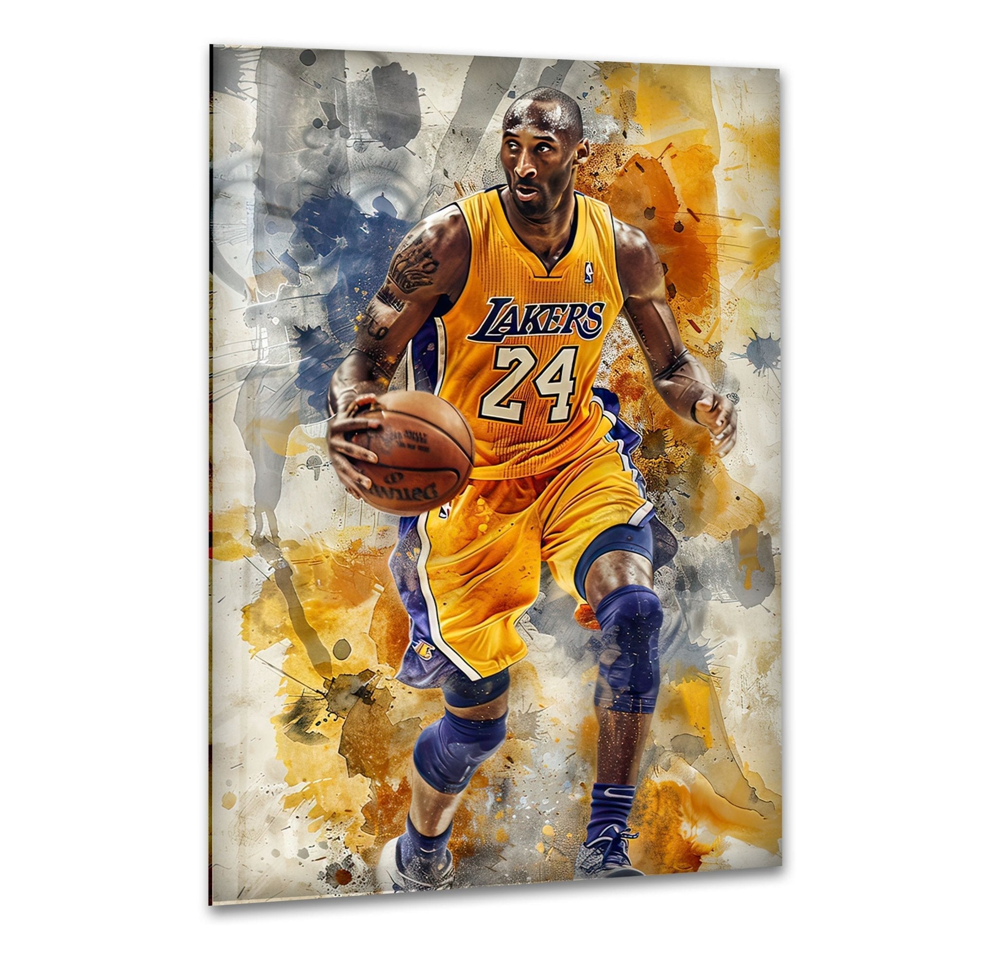Kobe Bryant Basketball Wall Art - Stained Glass Tribute for Lakers Fans - Perfect for Home, Office, and Sports Memorabilia Collections