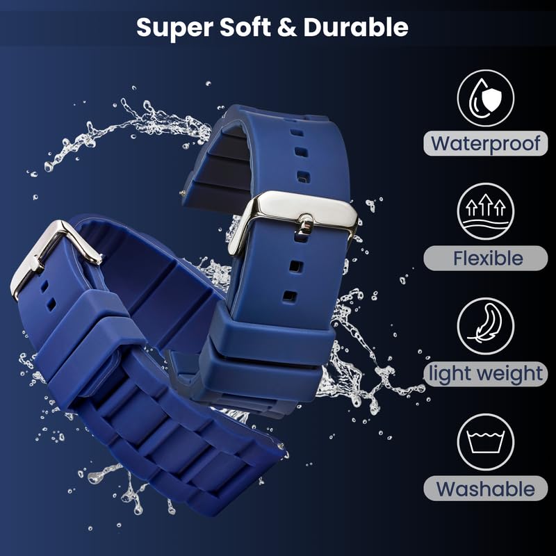 Premium Adjustable Silicone Watch Band for Women & Men - Sporty Durable Rubber Strap - Waterproof Replacement for Smart & Regular Watches - Ideal for Running, Swimming & Outdoor Activities