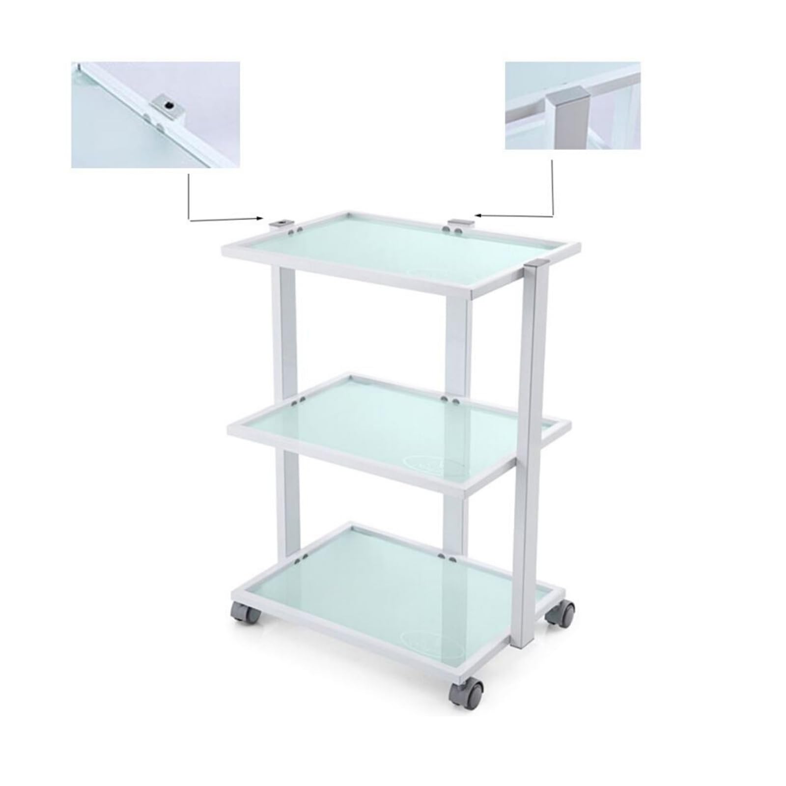 Professional White Eva Beauty Trolley with Tempered Glass Top - Mobile Facial Cart for Salon, Spa & Tattoo Studio - Perfect for Makeup, Skincare & Tattoo Equipment Organization