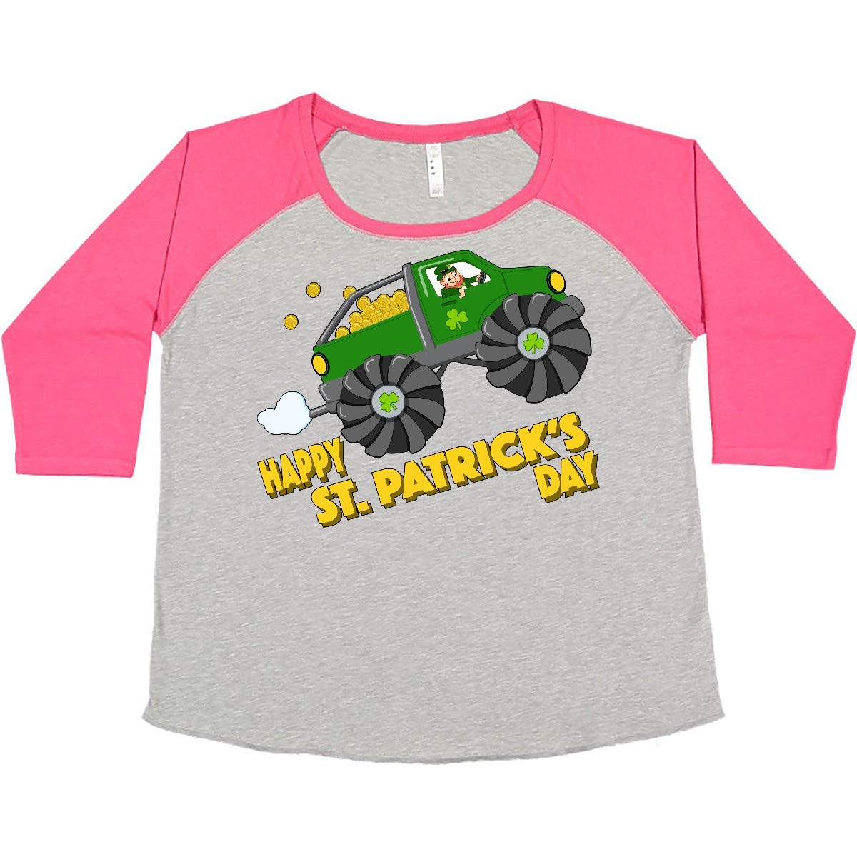 Inktastic Happy St. Patrick's Day Monster Truck Graphic Women's Plus Size T-Shirt - Fun Holiday Apparel for Parades, Parties & Irish Celebrations