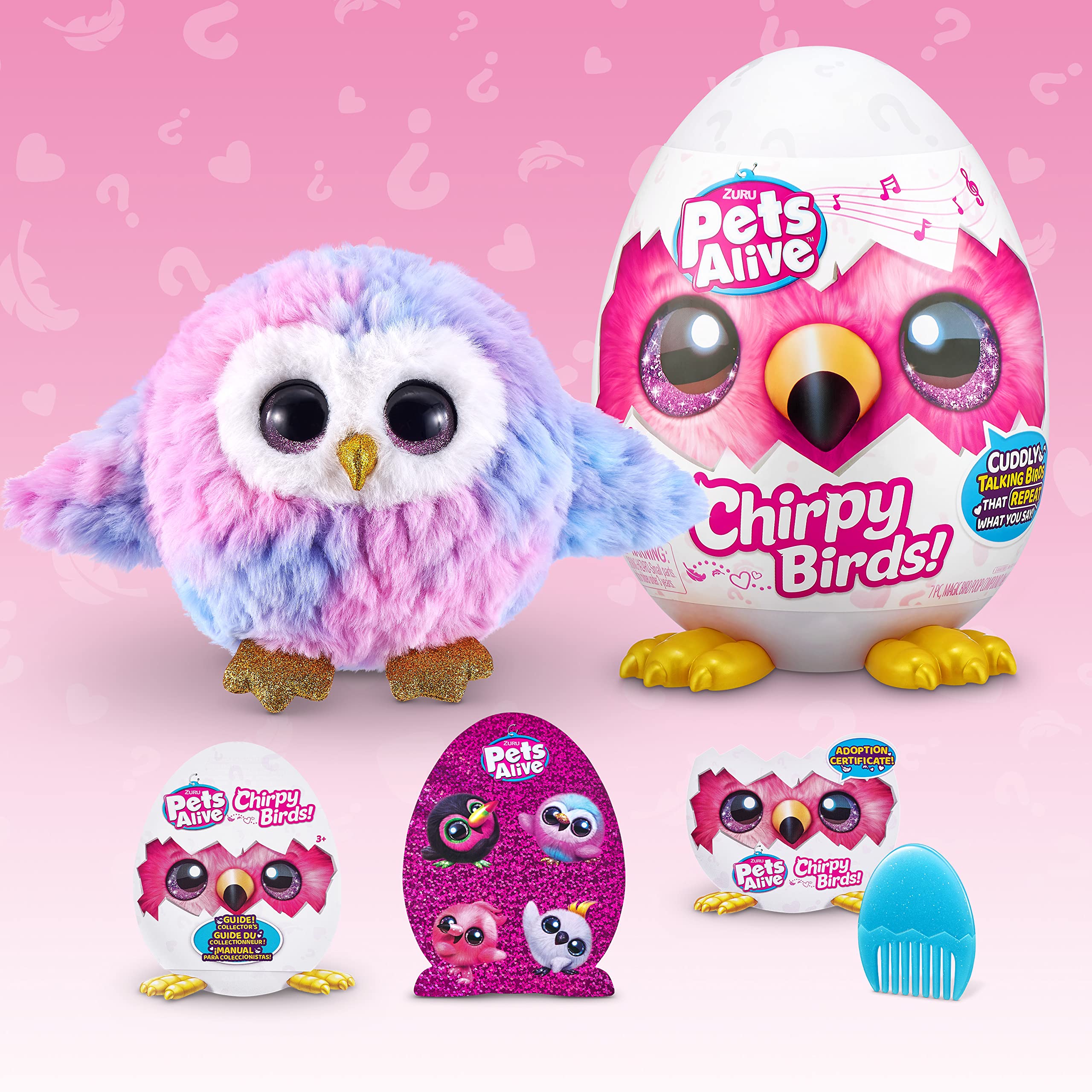 ZURU Pets Alive Chirpy Birds Electronic Talking Owl Toy - Interactive Fluffy Plush Animal with Surprise Egg, Stickers, Comb & Clay - Fun Gift for Girls & Kids | Perfect for Playtime, Birthday Parties & Collectibles