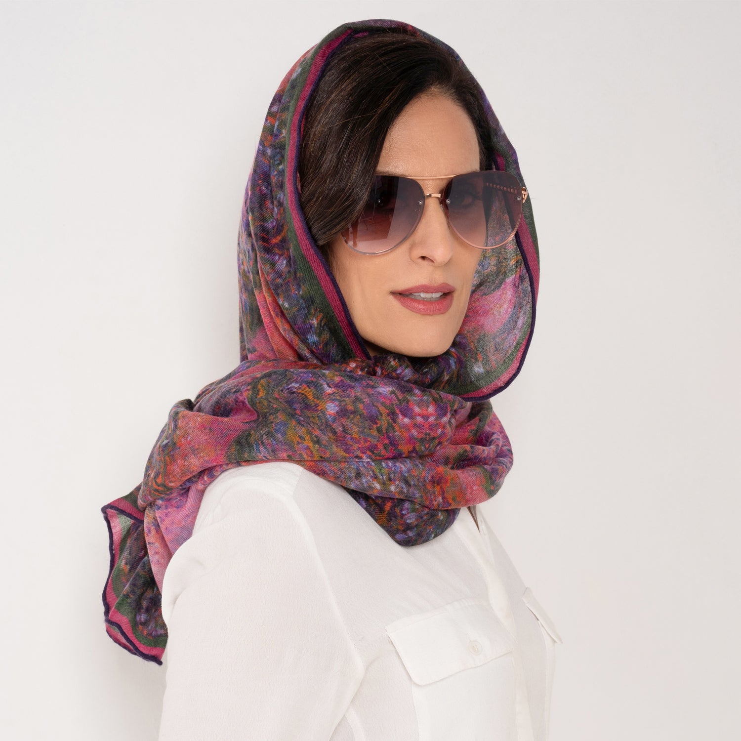 Blush Lillies Long Cashmere Scarf - Soft Luxury Winter Wrap for Women - Perfect for Cold Weather, Office, Travel & Gift Giving