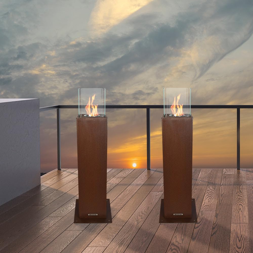 Divina Fire Outdoor Bioethanol Chimenea - Rustic Capri 70 Garden Fireplace for Patio, Deck & Backyard - Eco-Friendly Ethanol Fire Pit for Ambiance & Warmth