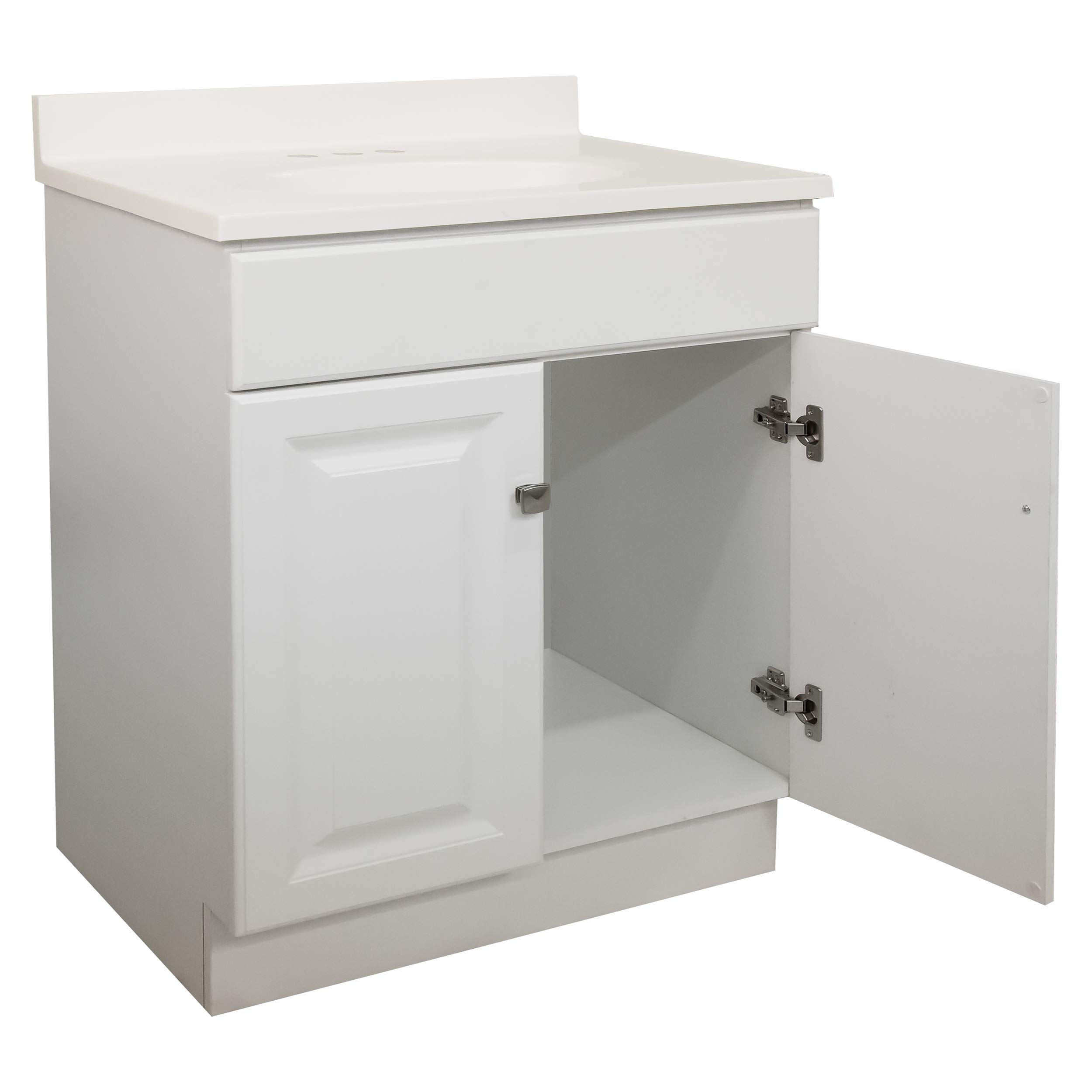 Design House 31-Inch Bathroom Vanity with Ivory Swirl Top – White Ready-to-Assemble Sink Cabinet for Small Bathrooms & Powder Rooms (Model 591222) – Perfect for Modern Homes, Apartments & Guest Baths