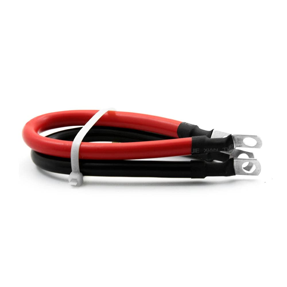 4 AWG Gauge Pure Copper Battery Cables - 2pcs Red & Black Power Inverter Wire Set with 3/8