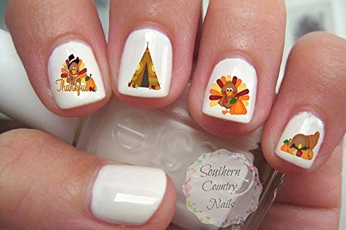 Thanksgiving Nail Art Decals - DIY Fall Nail Stickers for Turkey Day & Autumn Parties - Perfect for Holiday Manicures, Family Gatherings & Seasonal Nail Designs