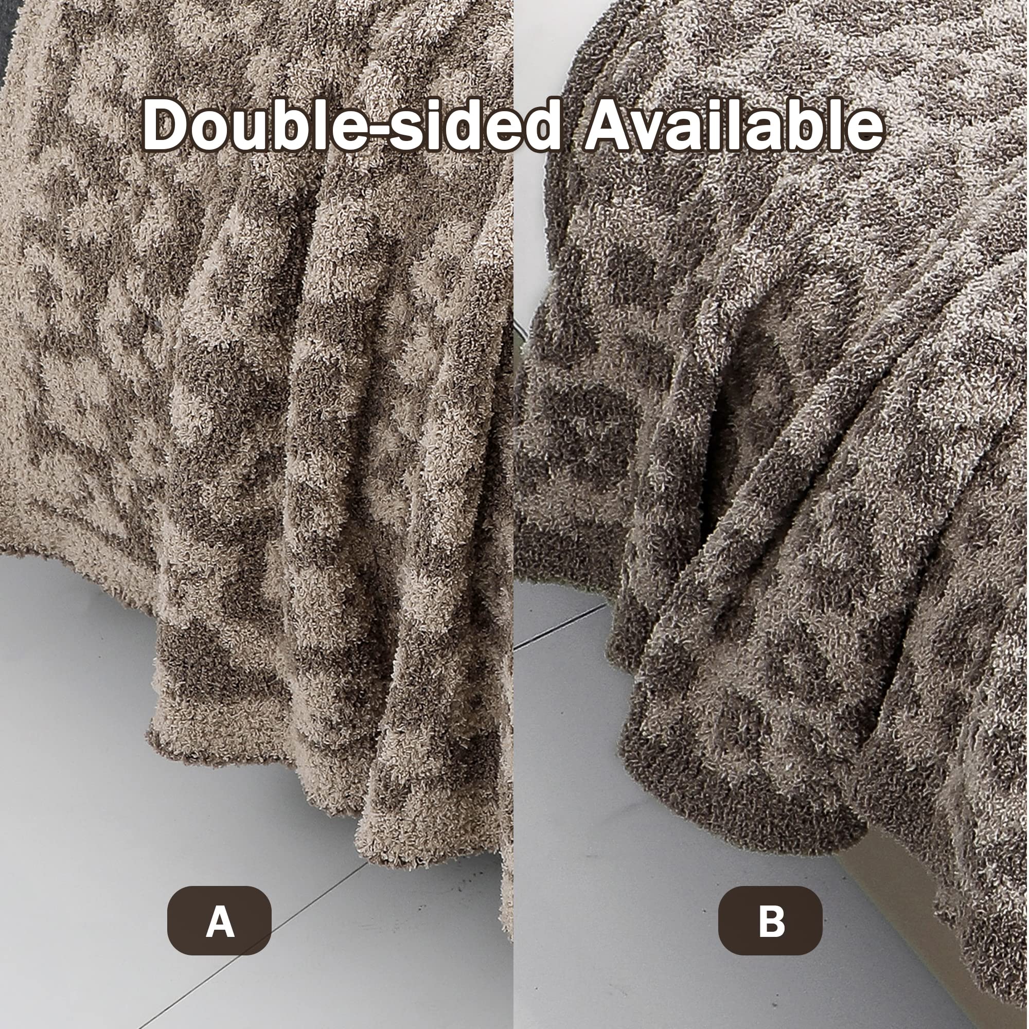 Bearberry Fuzzy Leopard Print Knitted Throw Blanket - Ultra Soft Cozy Microfiber Blanket for Couch, Sofa, Bed & Travel - Warm & Breathable (Linen/Warm Gray, 51x70 inches) - Perfect for Winter Nights, Movie Time & Home Decor