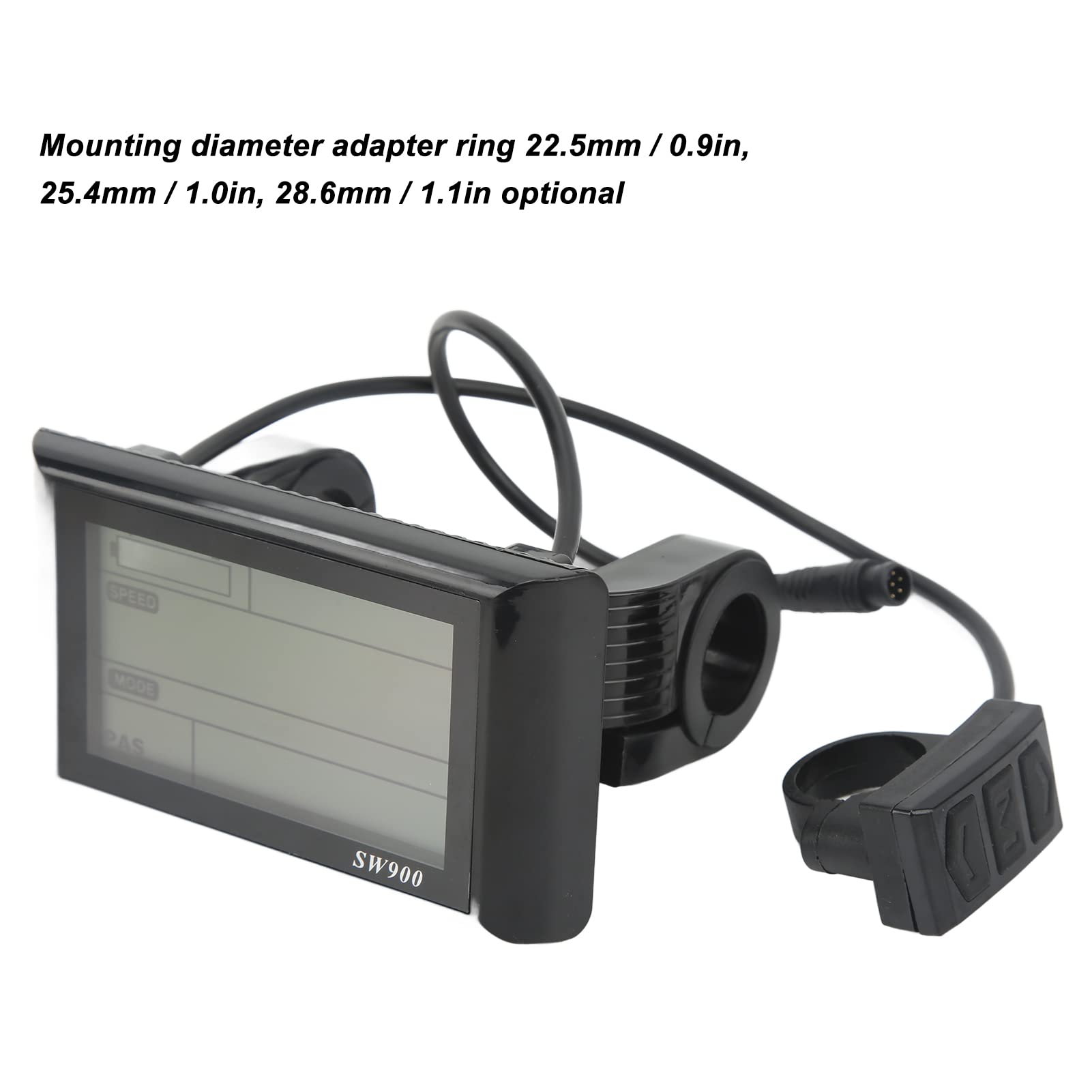 SW900 24V-60V Electric Bike LCD Display with Waterproof Connector - ABS 6Pin Backlit Meter for E-Bike Speed, Battery & Mileage Tracking - Perfect for Commuting, Mountain Biking & Urban Riding