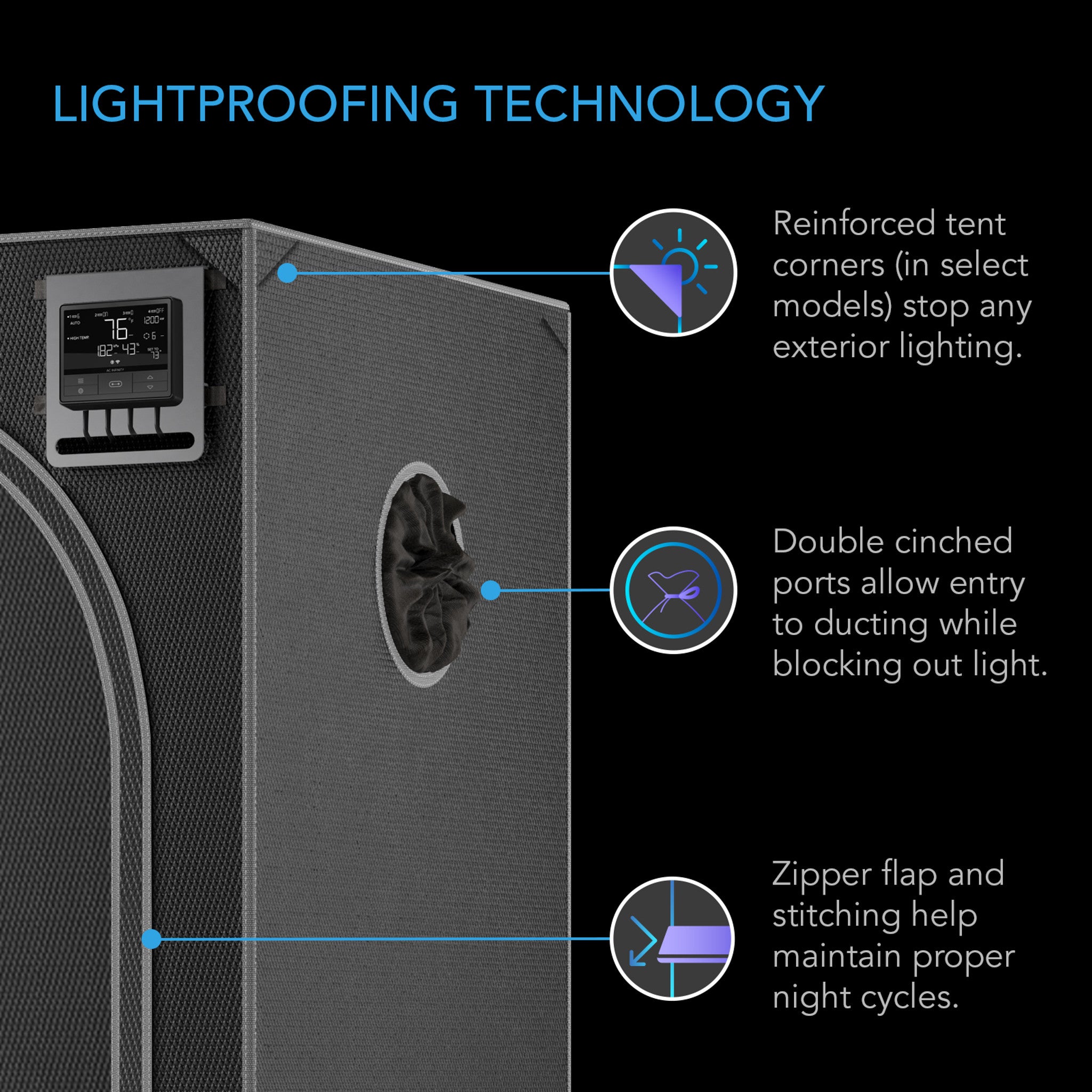 AC Infinity Cloudlab 866 Advanced 5x5 Grow Tent with 2000D Diamond Mylar Canvas - Perfect for Indoor Hydroponics, Plant Cultivation & Home Gardening