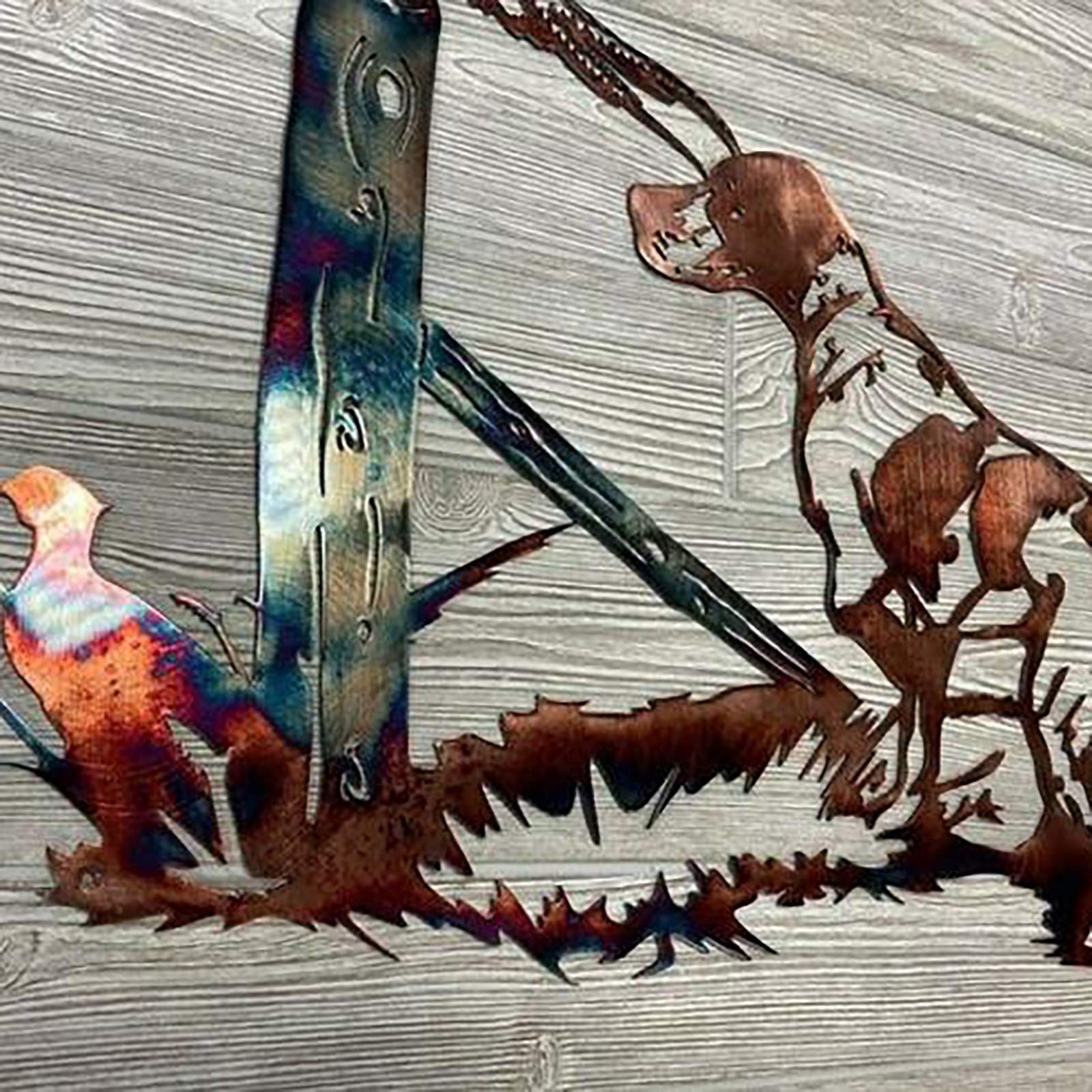 Juesi 3D Metal Wall Art - Solo Mallard Hunting & Trout Fishing Scene - Rustic Wall Decal Sticker - Spring Home Decor Ornament (Dog and Birds) - Perfect for Cabin, Lodge, or Outdoor-Themed Room Decor