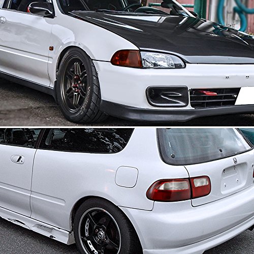 Spec-D Tuning Black Headlights with Smoke Amber Corner Lamps & Red Tail Lights - Compatible with 1992-1995 Honda Civic 3-Door (Left & Right Pair) | Enhanced Night Visibility & Stylish Upgrade for Car Enthusiasts