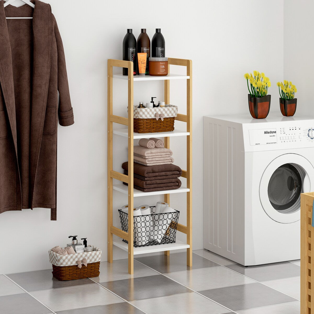4 Tier Beige Storage Shelf Organizer - 11.81