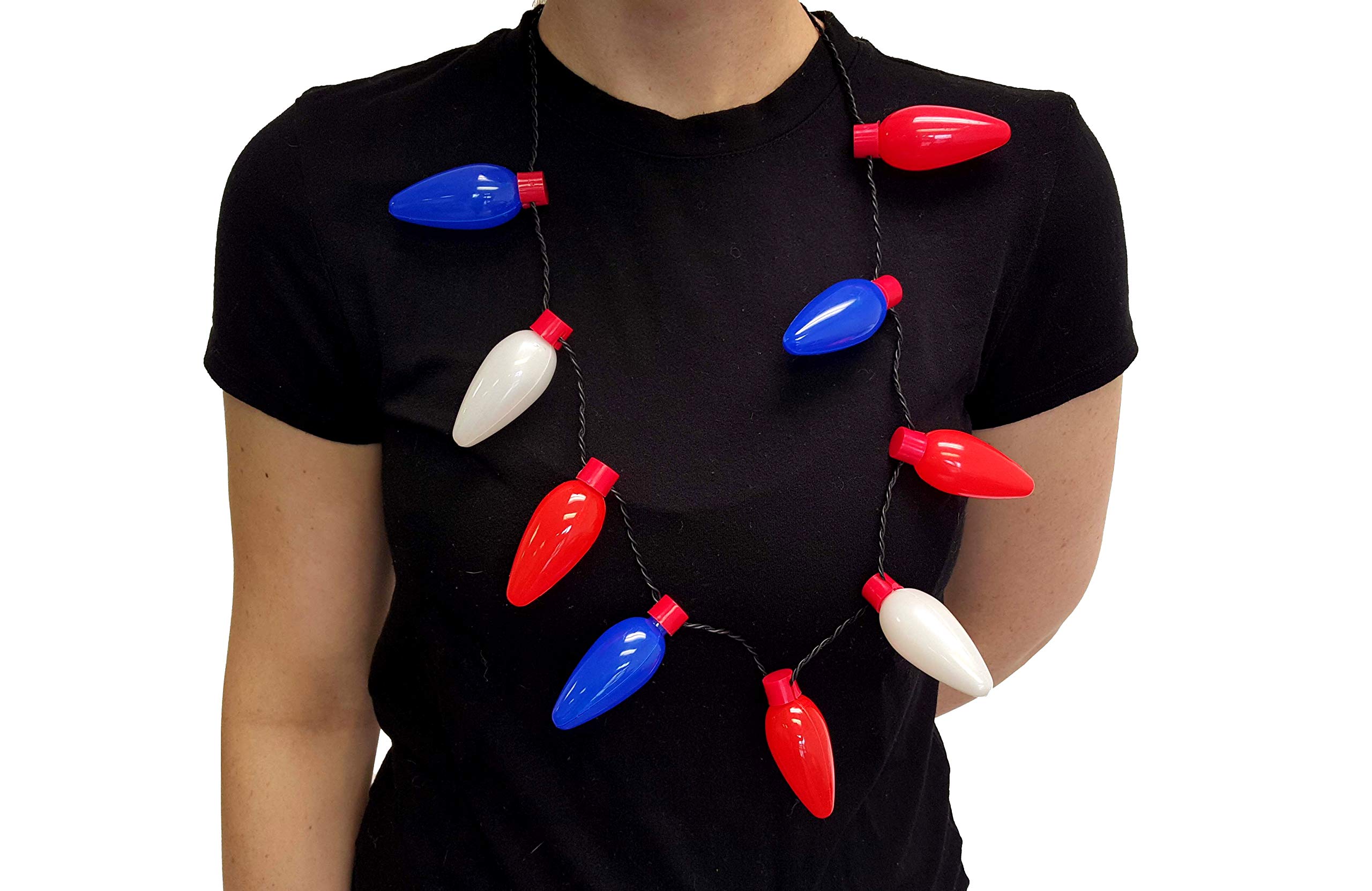 Glow in The Dark Flashing LED Bulb Necklace - 3 Pack Party Light Up Toy Necklace for Raves, Concerts, Halloween & Festivals - Fun Glow Accessories for Kids & Adults