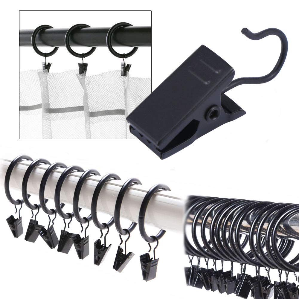 AKOAK 50 Pack Small Metal Curtain Clips - Black Hooks for Hanging Curtains, Photos, Artwork & Home Decor | Perfect for DIY Crafts, Gallery Walls & Window Treatments
