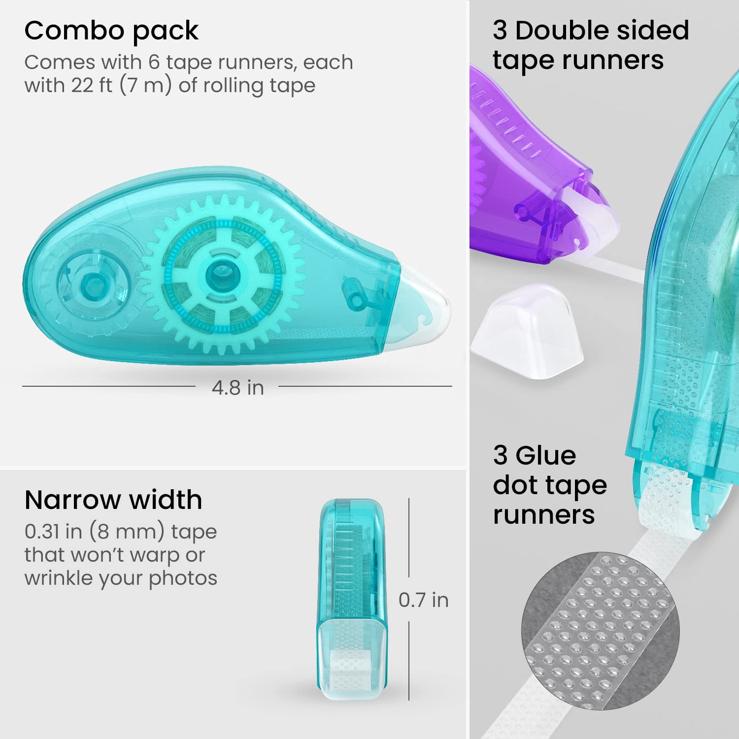 Arteza Double-Sided Tape Runner 6 Pack - 0.31