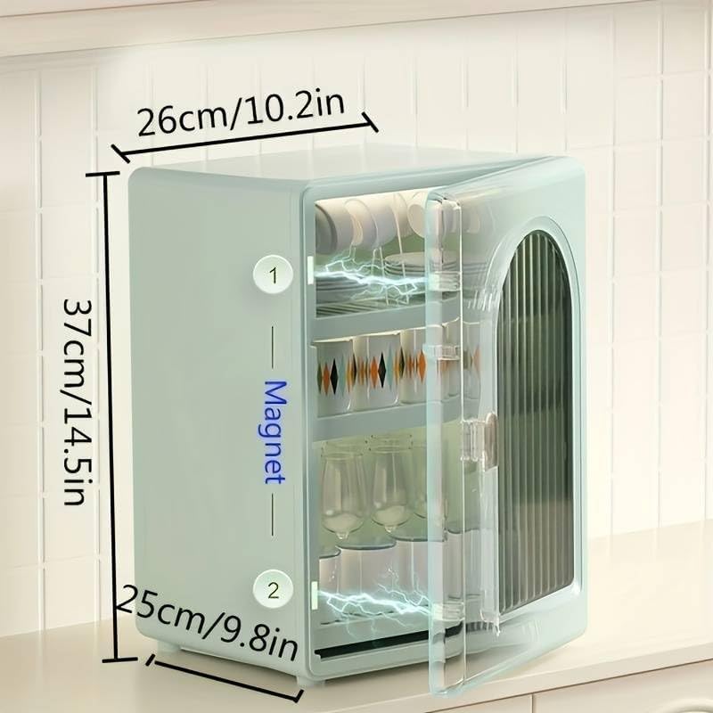 KEYOZA Multilayer Water Cup Cabinet - Mug Holder & Coffee Cup Storage Rack, Minimalist Desktop Organizer with Dust-Proof Design for Home, Office, Kitchen (Perfect for Tea Cups, Coffee Mugs & Drinkware Organization)