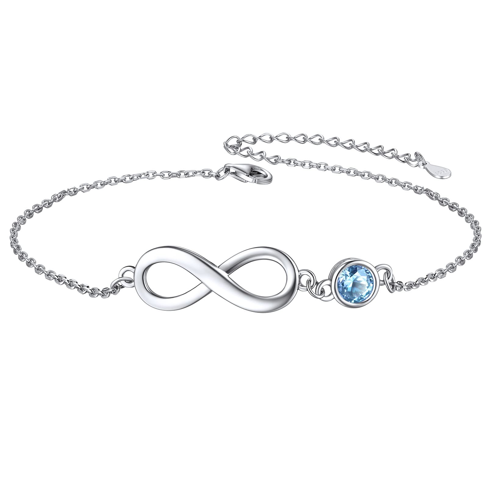 ChicSilver 925 Sterling Silver Infinity Birthstone Anklet - Dainty Foot Chain Jewelry for Women | Perfect for Summer Beach, Vacation & Everyday Wear