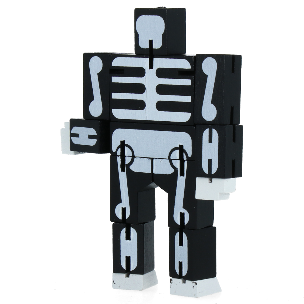 Micro Cubebot Black/Skeleton Wooden Puzzle Toy - Fun Brain Teaser & Stress Relief for Kids & Adults - Perfect for Office, Home, and Travel