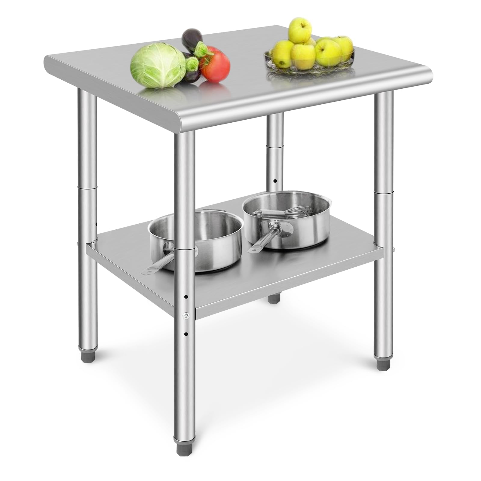Stainless Steel Prep Table 30x24x35 Inches - NSF Certified Commercial Kitchen Table for Restaurant, Home & Hotel Use - Durable Metal Work Surface for Food Prep, Cooking & Serving