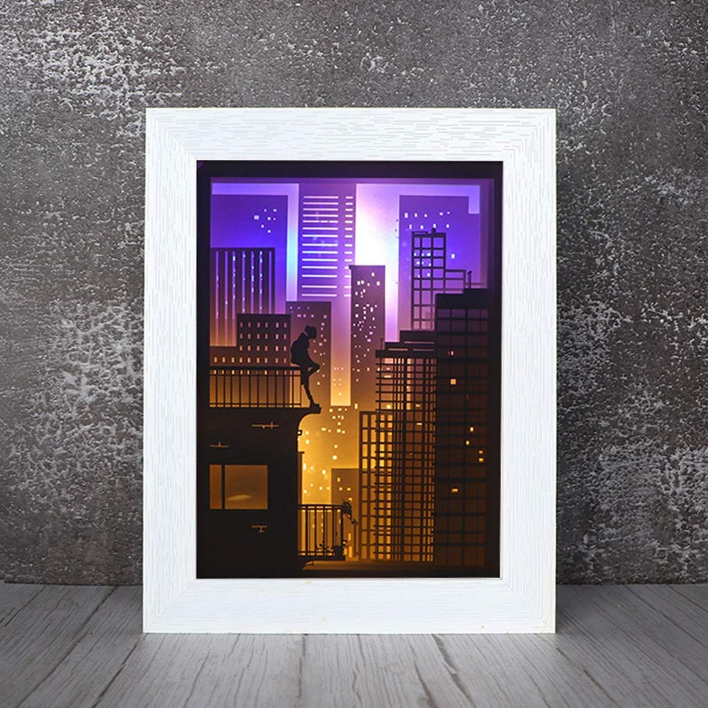 3D Paper Carving Night Lamp - USB Powered Decorative Table Lamp with Remote Control, Romantic Mood Lighting for Bedroom, Living Room & Office | Perfect Birthday Gift, Anniversary Present & Home Decor