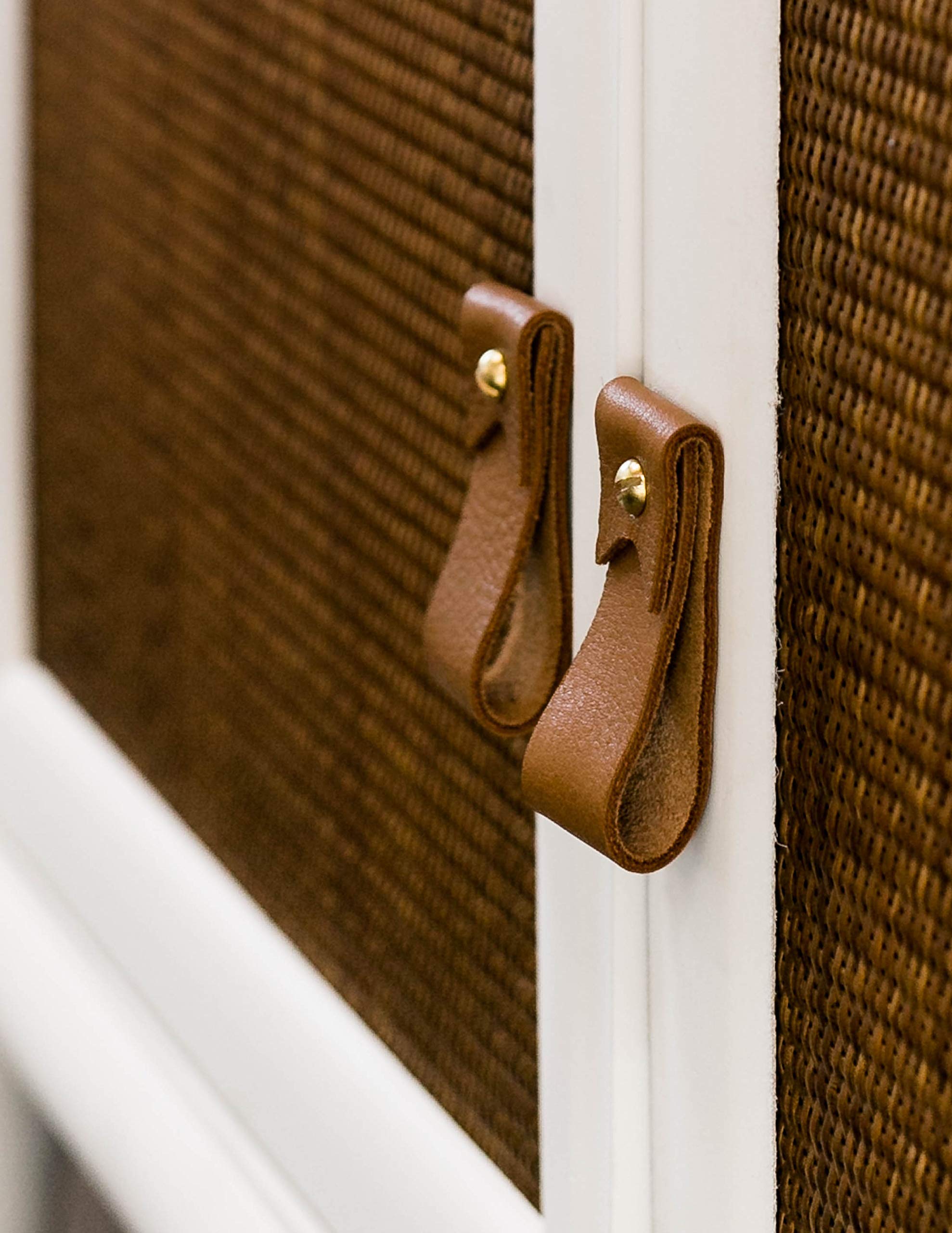KEYAIIRA - Minimalist Leather and Brass Drawer Pulls - Modern Cabinet Knobs for Kitchen, Dresser & Farmhouse Furniture - Scandinavian Style Hardware for Home Decor & DIY Projects