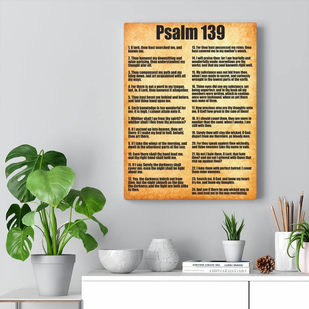 Christian Wall Art - Gold Bible Verse Canvas with Psalm 139 Scripture - Inspirational God with You Religious Home Decor for Living Room, Bedroom & Church