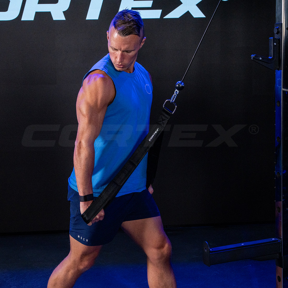 CORTEX Extra Long Tricep Pulldown & Curl Strap Handles (56cm/74cm) - Perfect for Home Gym, Strength Training & Cable Machine Workouts