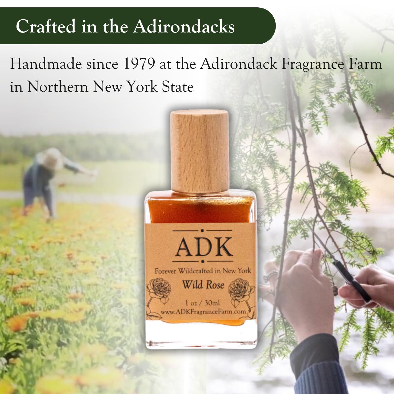 ADK Wild Rose Artisan Perfume Spray 1 oz (30 mL) - Natural Hypoallergenic & Clean Fragrance for Women & Men | Notes of Wild Rose, Rose Geranium, Clove, Cinnamon & Sweetgrass | Perfect for Daily Wear, Special Occasions & Gift Giving