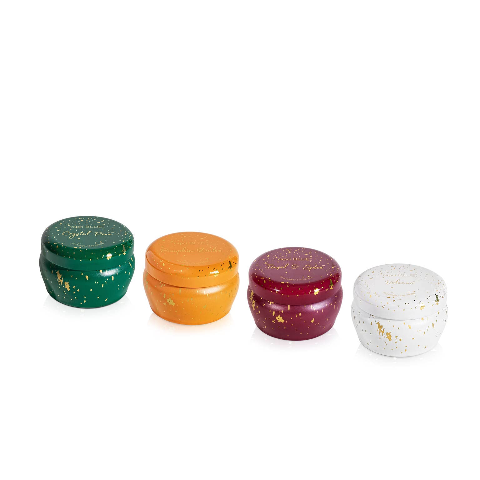 Capri Blue Glimmer Candle Holiday Gift Set - Volcano, Crystal Pine, Pumpkin Dulce, Tinsel & Spice Scented Candles - 3 Oz Each - Luxury Aromatherapy for Home, Spa & Relaxation - Perfect Christmas Gifts & Decor