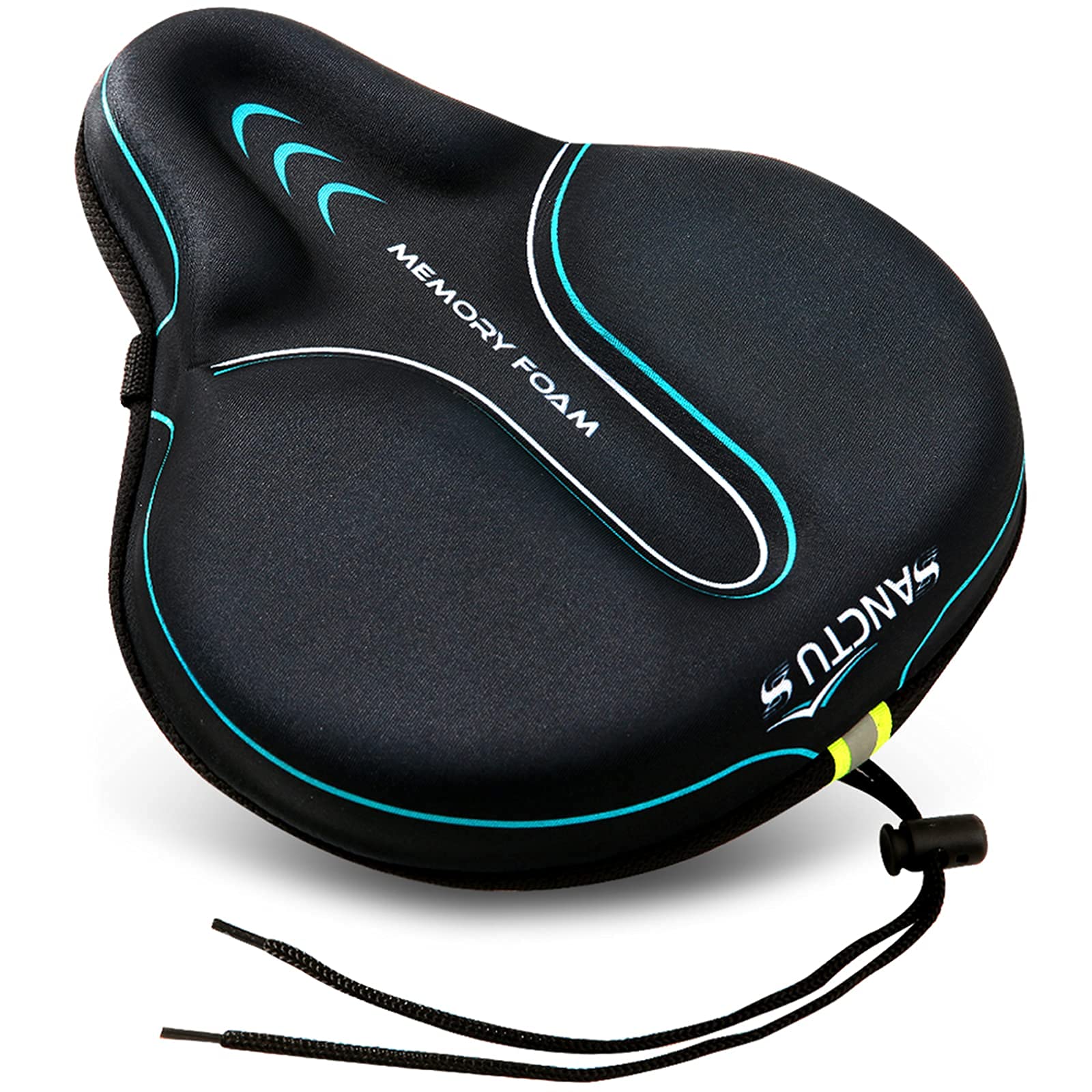 Premium Memory Foam Bike Seat Cushion Cover - Extra Wide & Soft Bicycle Saddle Pad for Men & Women - Universal Fit for Exercise Bikes, Cruisers, Spin Bikes - Waterproof & Comfortable for Long Rides, Commuting & Indoor Cycling Workouts