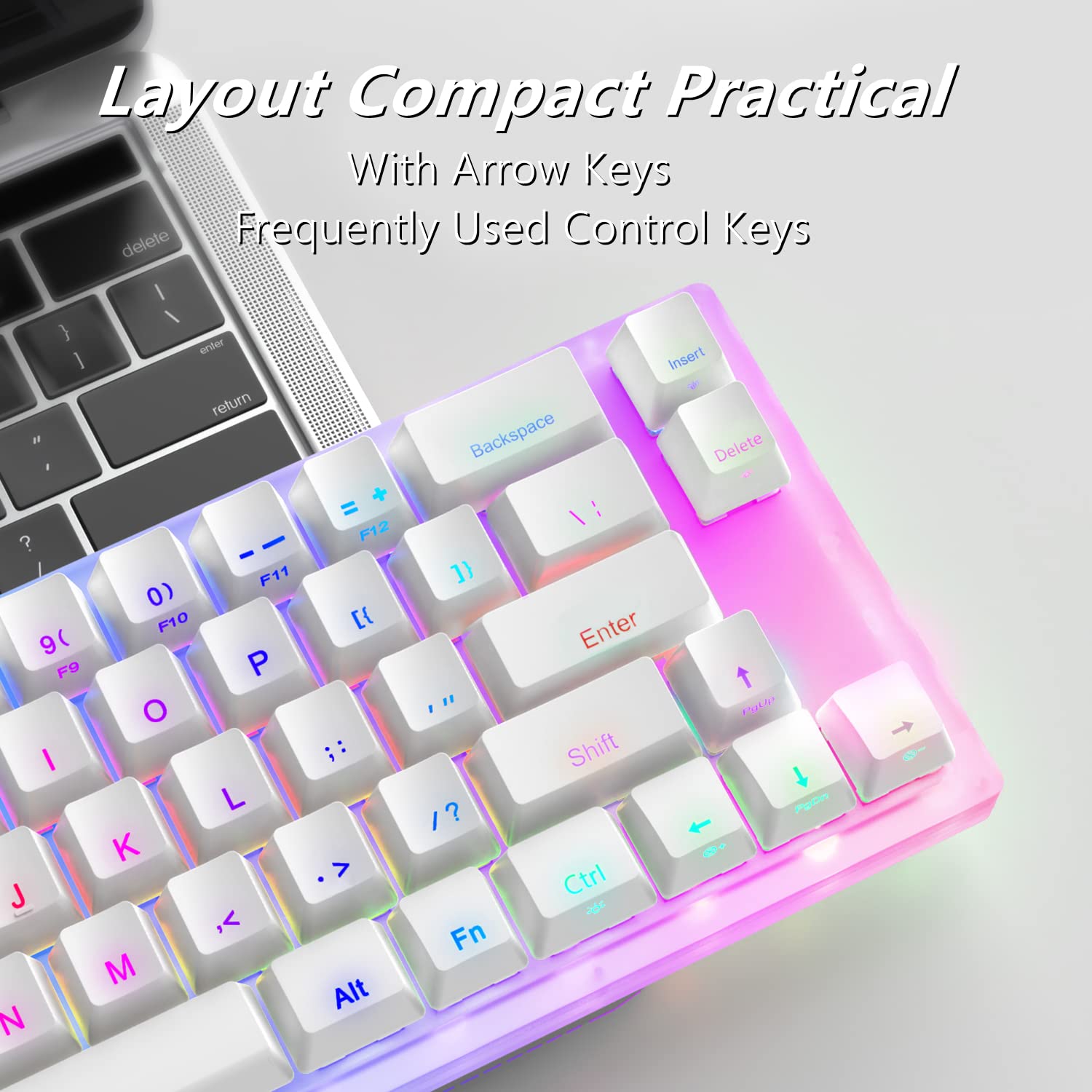 Womier K66 60% Hot Swappable RGB Mechanical Gaming Keyboard with Gateron Yellow Switches - Compact Wired Keyboard for PC, PS4, Xbox - Perfect for Gaming, Typing & Office Work (White)