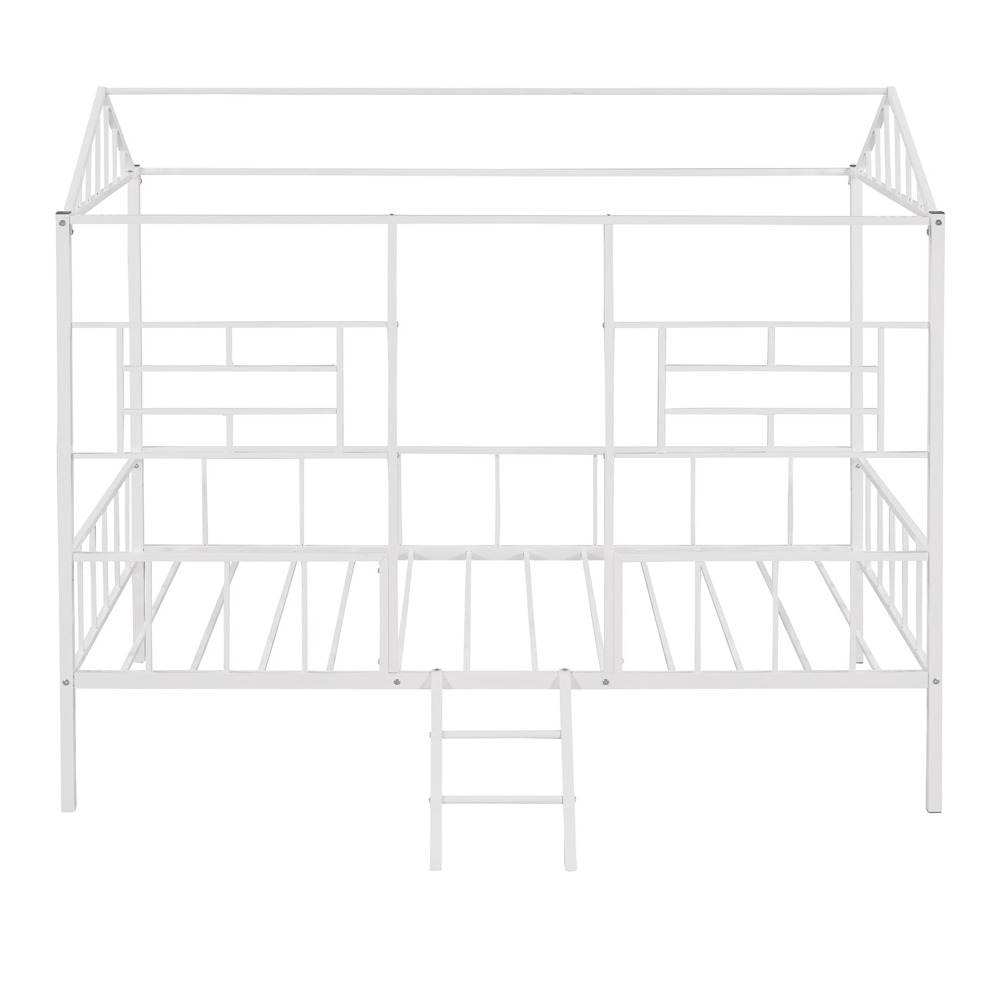 SOFTSEA Metal Twin Size House Bed - Industrial Style Low Loft Platform Bed with Support Slats for Kids | Sturdy & Safe for Children's Bedroom, Dorm Room or Small Space