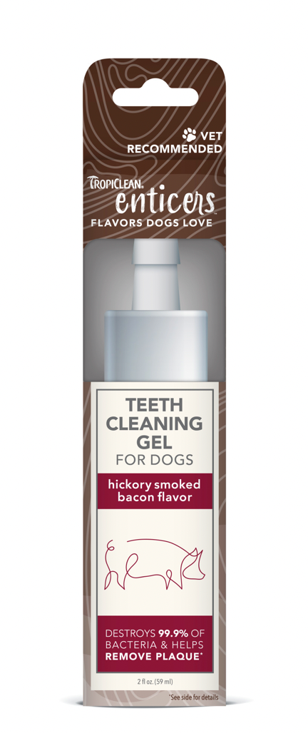 Tropiclean Enticers Dog Teeth Cleaning Gel - Hickory Smoked Bacon Flavor (2oz) | Dental Care for Dogs | Freshens Breath & Reduces Plaque | Perfect for Daily Oral Hygiene Routine