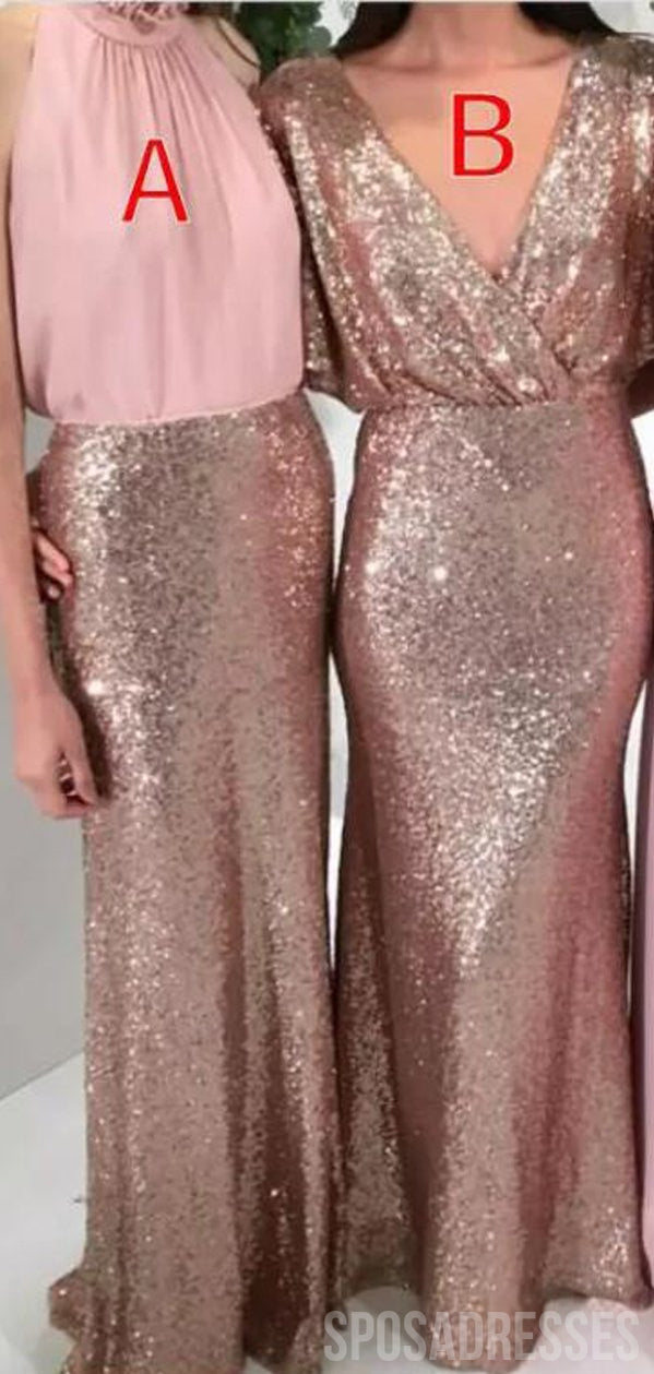 Elegant Mismatched V-Neck, Halter & Sweetheart Long Bridesmaid Dresses - WG884 | Perfect for Weddings, Proms & Formal Events